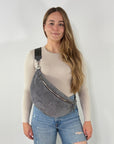 Wildleder Bauchtasche VALENTINA XL dunkelgrau