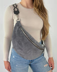 Wildleder Bauchtasche VALENTINA XL dunkelgrau