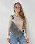 Wildleder Bauchtasche VALENTINA XL dunkelgrau