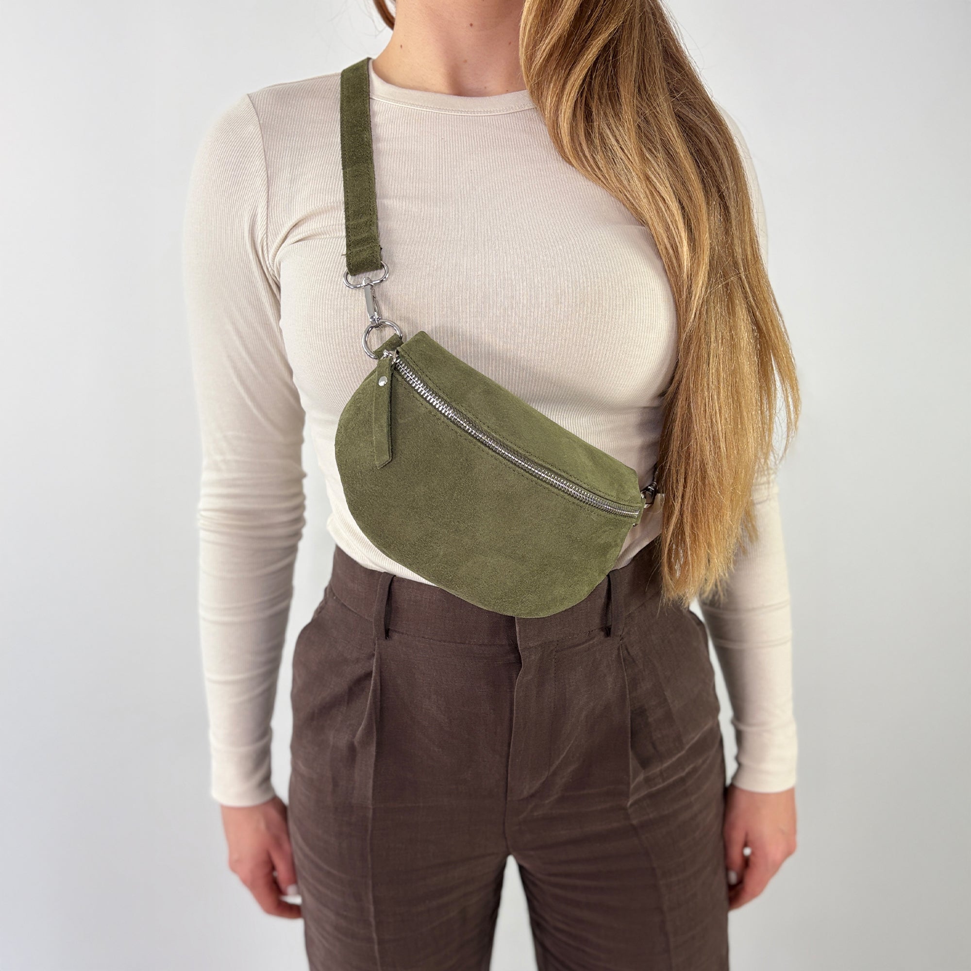 Wildleder Bauchtasche VALENTINA khaki