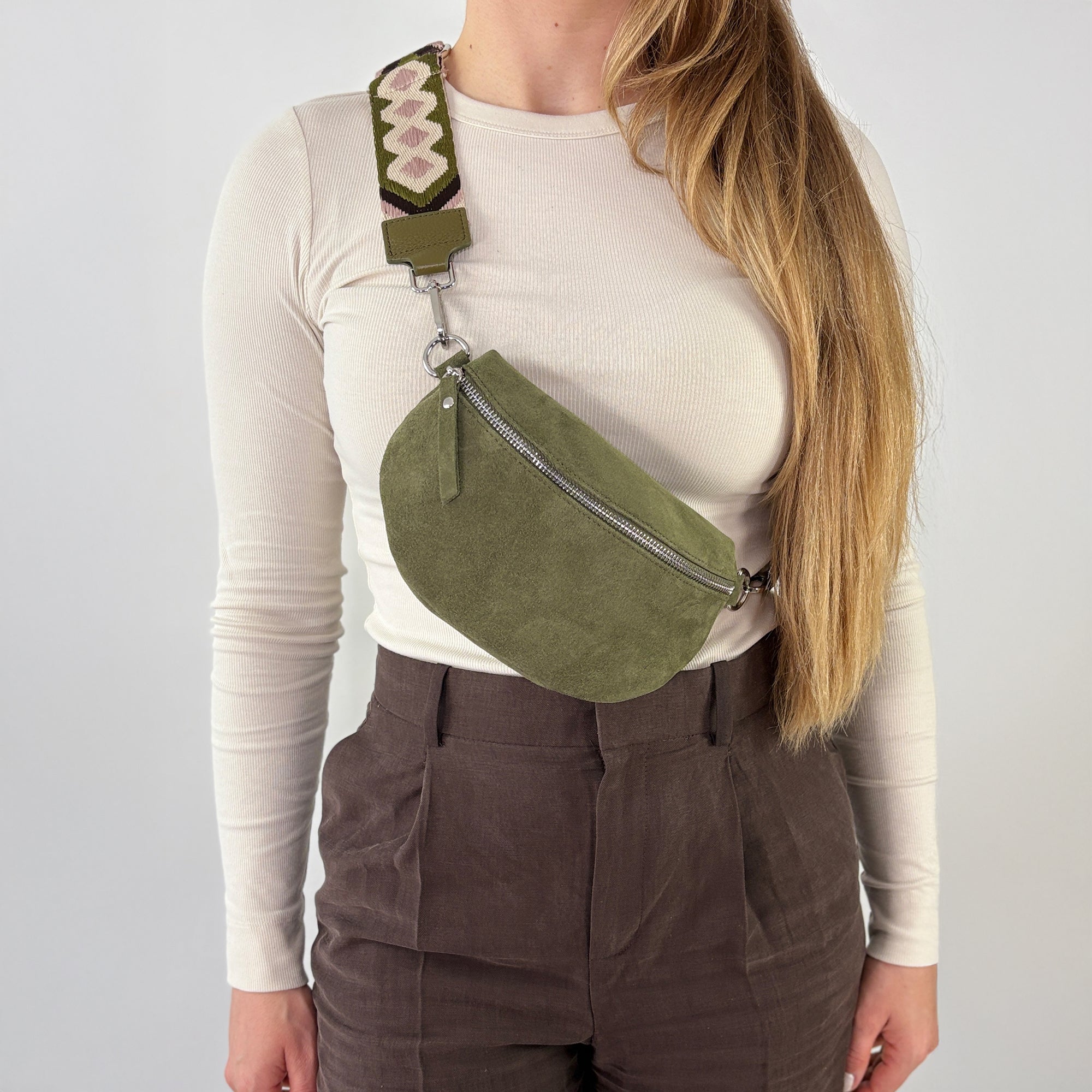 Wildleder Bauchtasche VALENTINA khaki