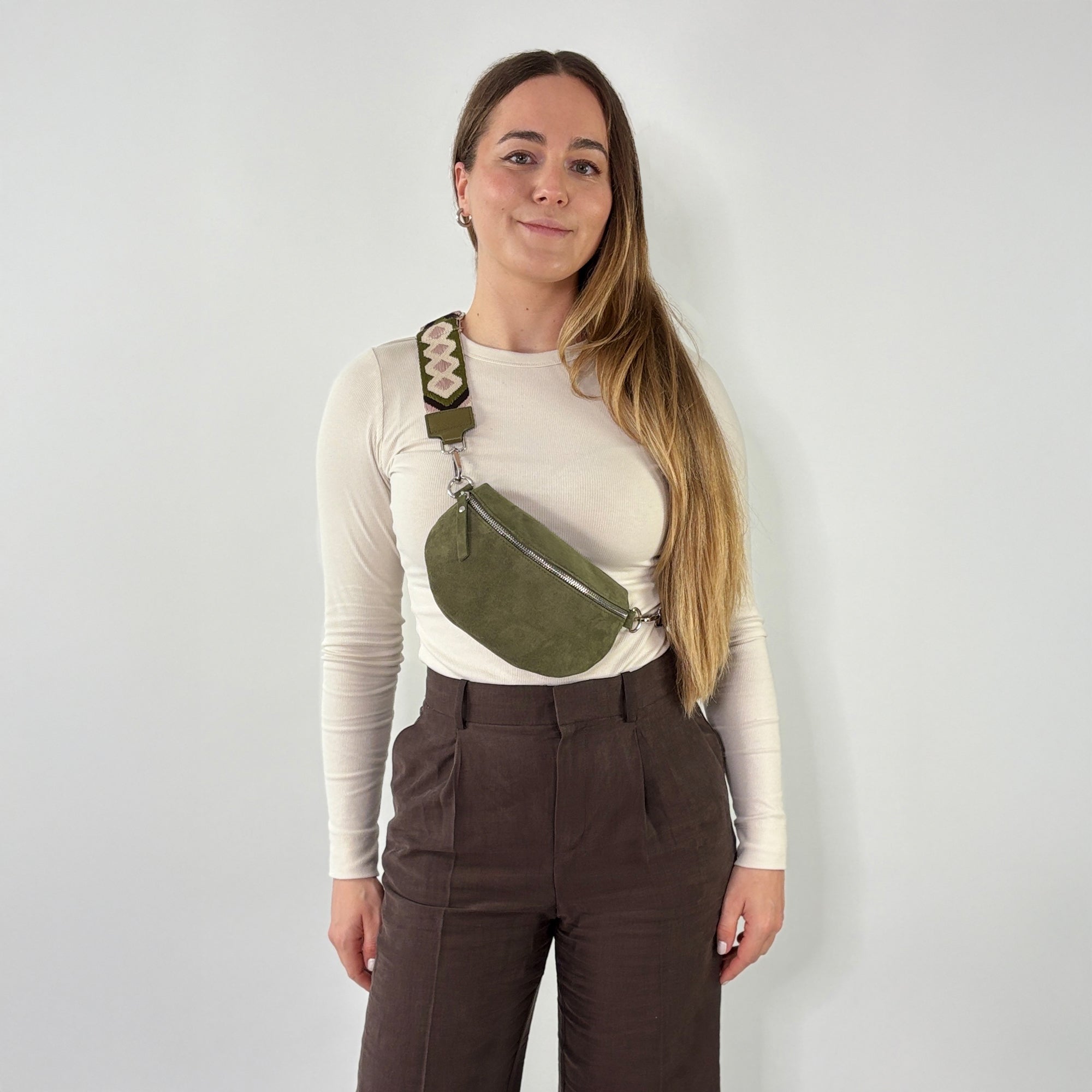 Wildleder Bauchtasche VALENTINA khaki