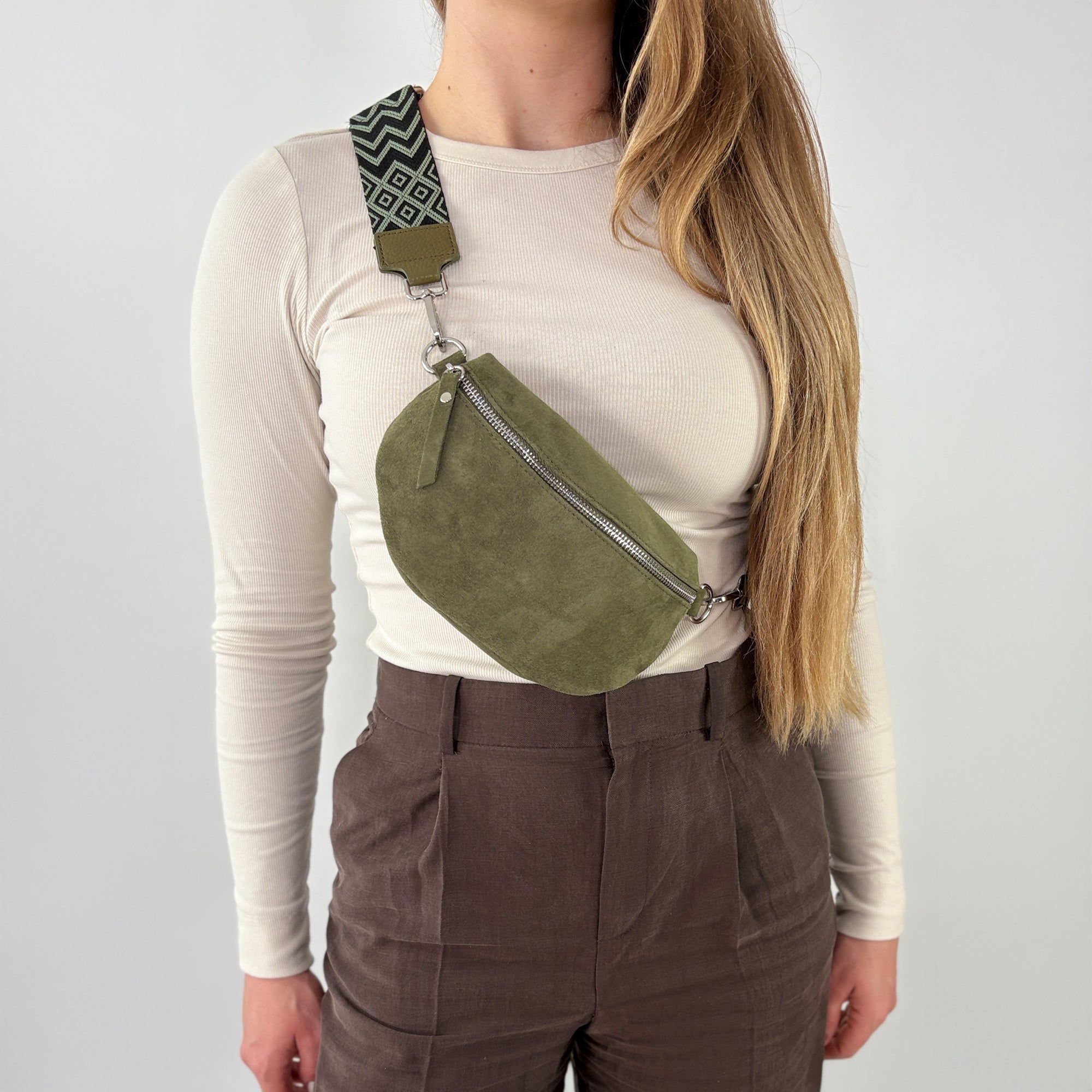Wildleder Bauchtasche VALENTINA khaki