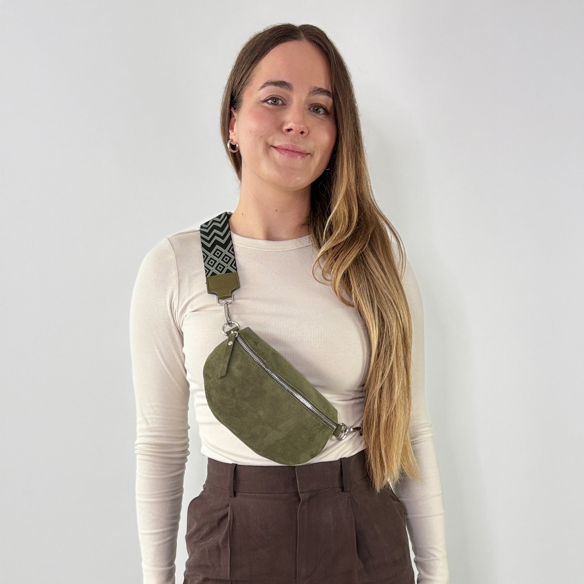 Wildleder Bauchtasche VALENTINA khaki