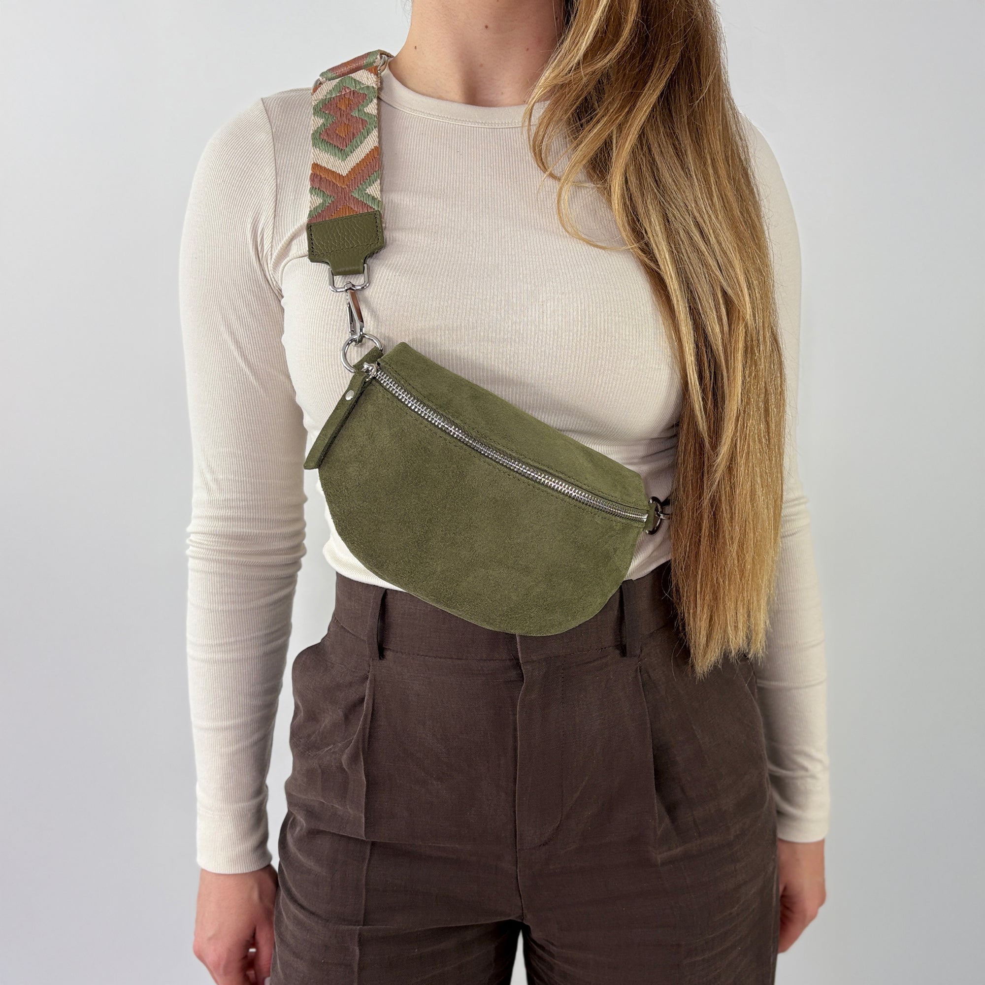 Wildleder Bauchtasche VALENTINA khaki
