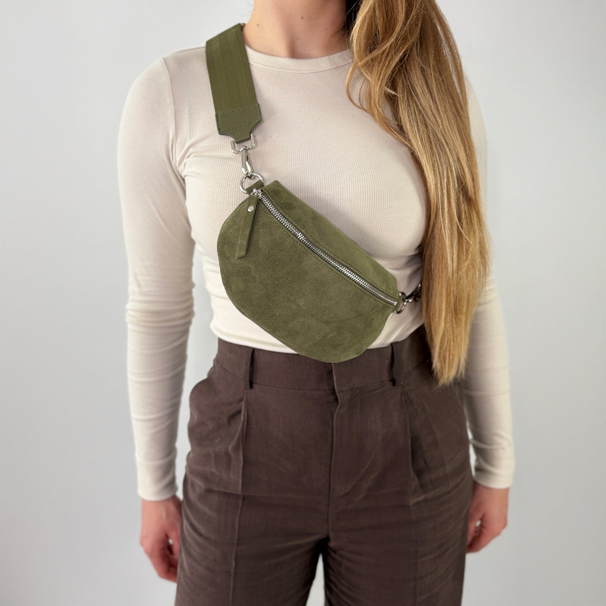 Wildleder Bauchtasche VALENTINA khaki