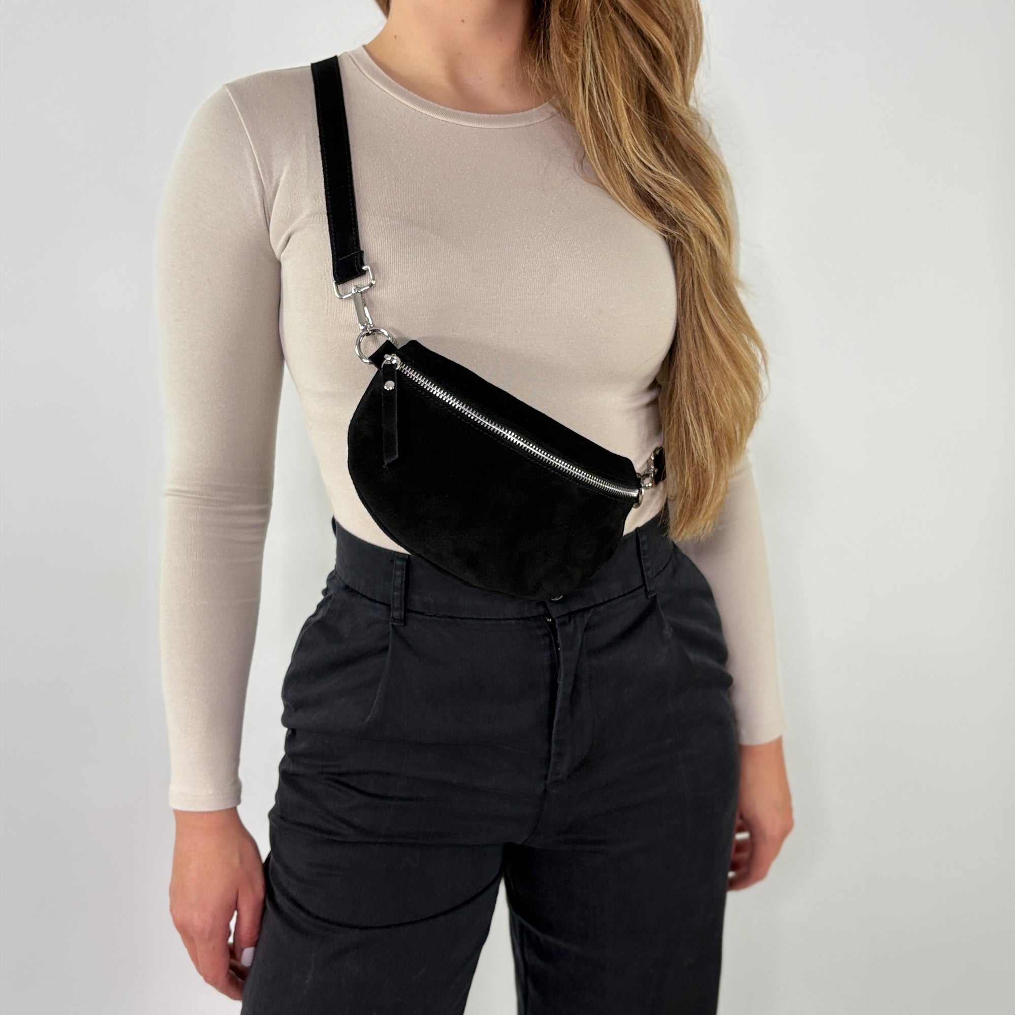 Wildleder Bauchtasche VALENTINA schwarz