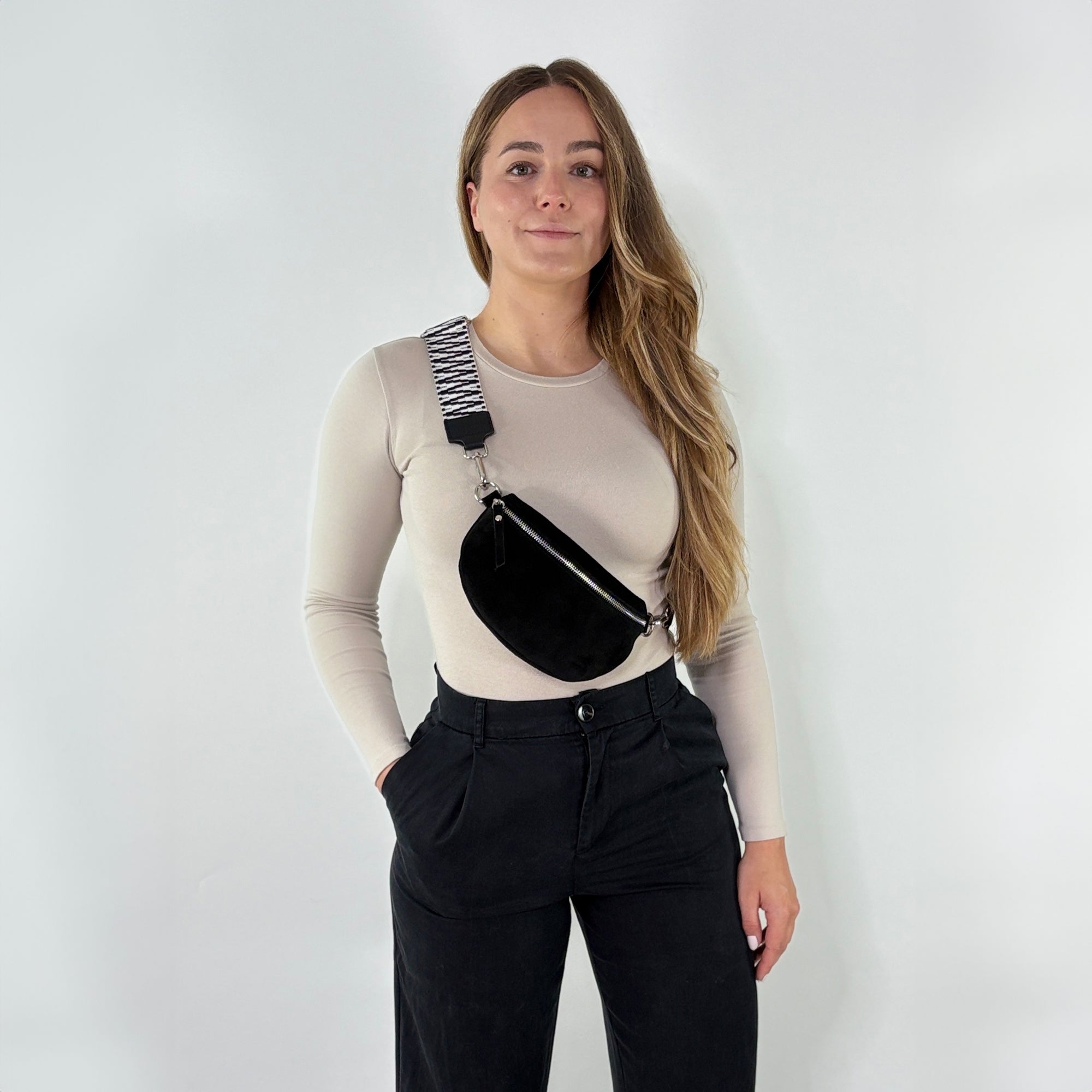 Wildleder Bauchtasche VALENTINA schwarz