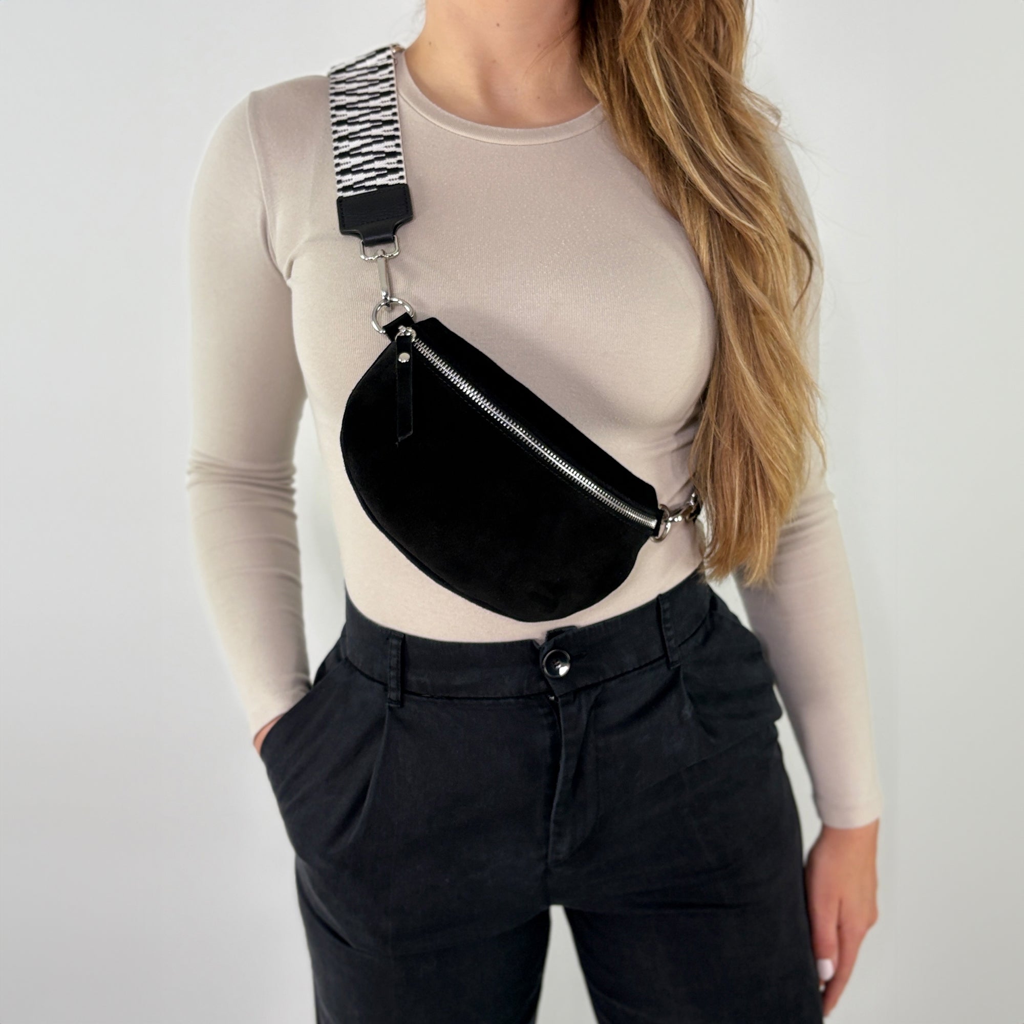 Wildleder Bauchtasche VALENTINA schwarz