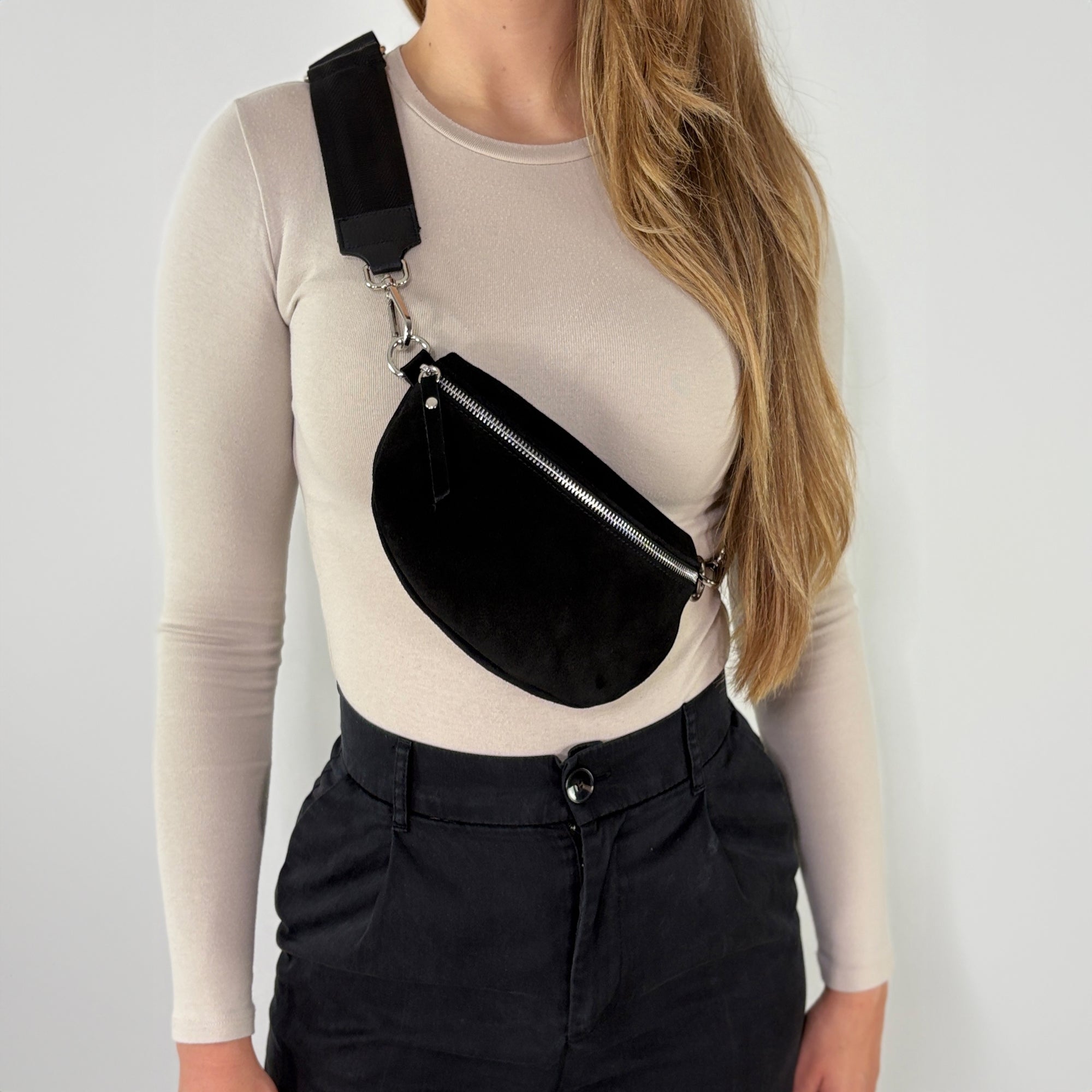 Wildleder Bauchtasche VALENTINA schwarz