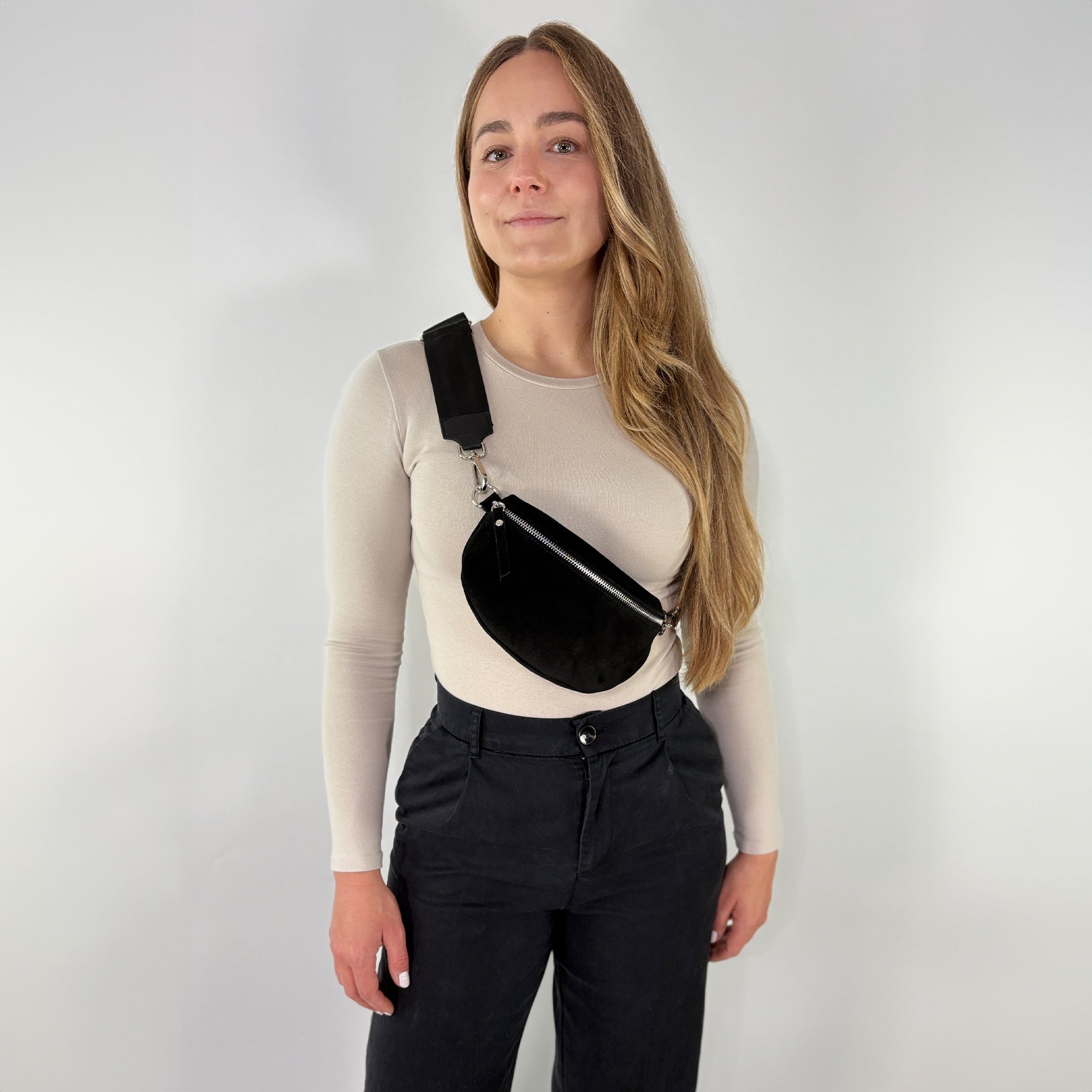 Wildleder Bauchtasche VALENTINA schwarz