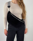 Wildleder Bauchtasche VALENTINA XL schwarz