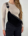 Wildleder Bauchtasche VALENTINA XL schwarz
