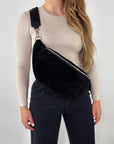 Wildleder Bauchtasche VALENTINA XL schwarz