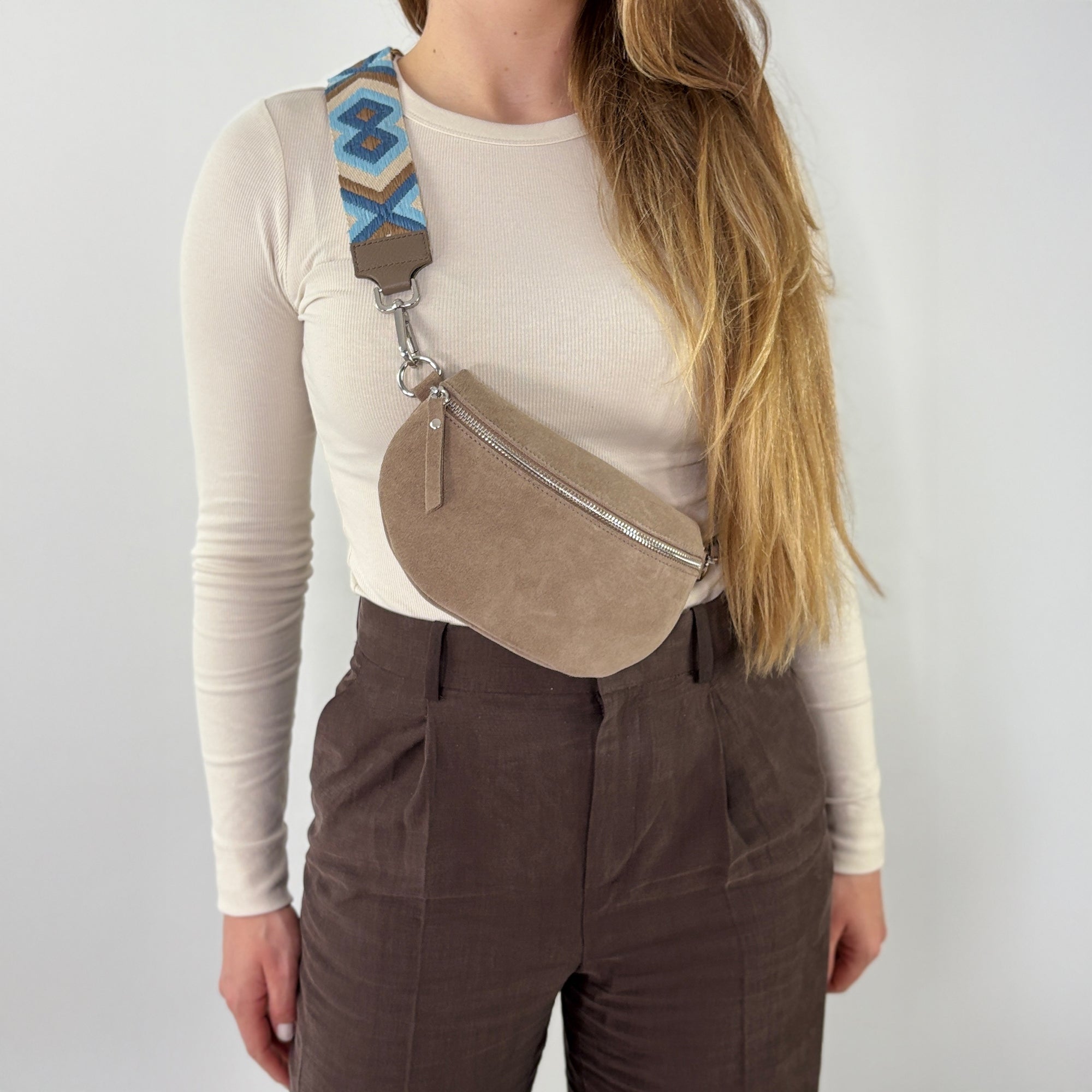Wildleder Bauchtasche VALENTINA taupe