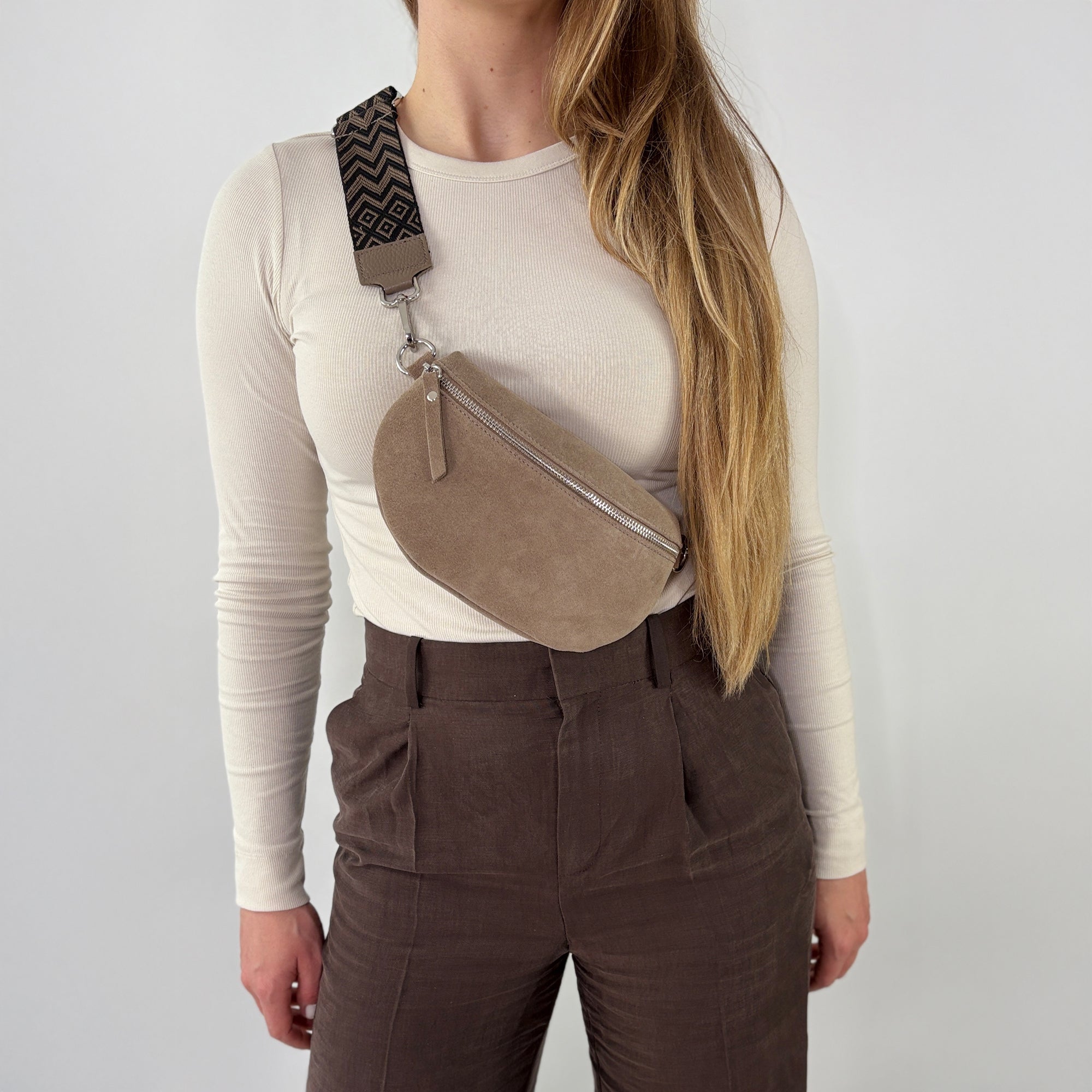 Wildleder Bauchtasche VALENTINA taupe
