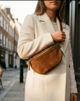 VALENTINA Wildleder Bauchtasche cognac - Medium