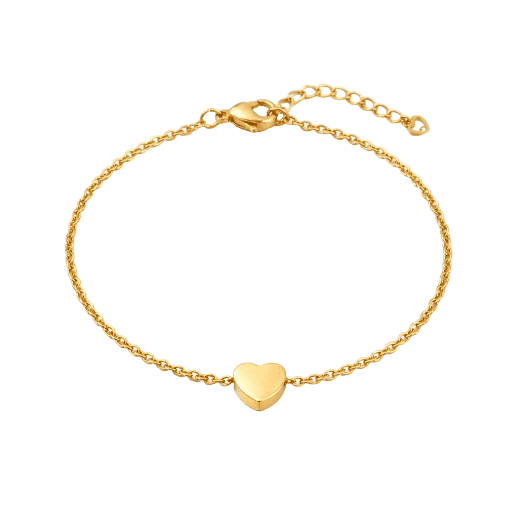 lepelou - leder - Armband mit Herzchen - Anhänger gold - LPSAHERGOL
