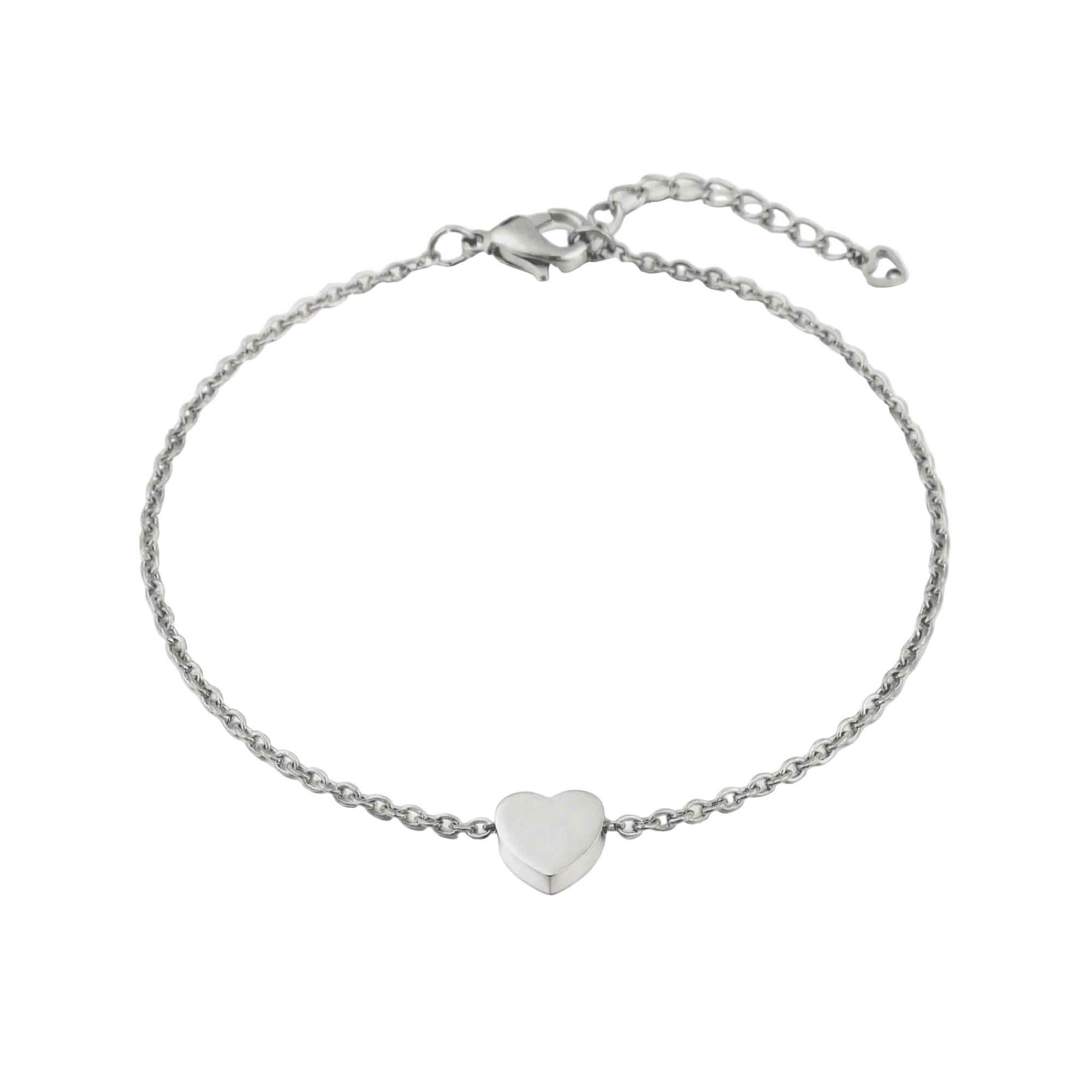 lepelou - leder - Armband mit Herzchen - Anhänger silber - LPSAHERSIL