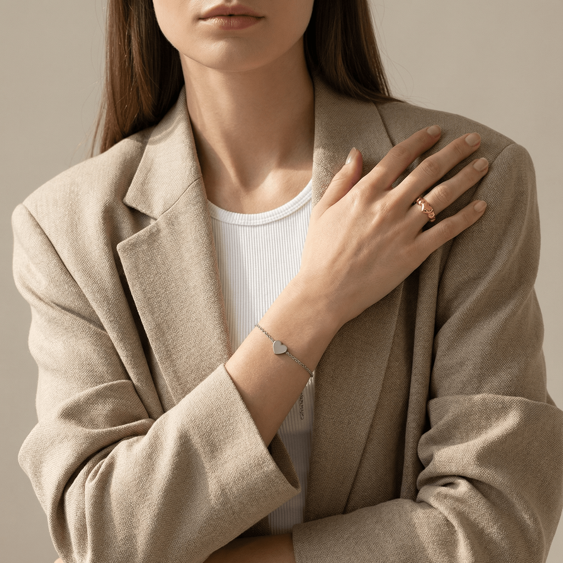 lepelou - leder - Armband mit Herzchen - Anhänger silber - LPSAHERSIL