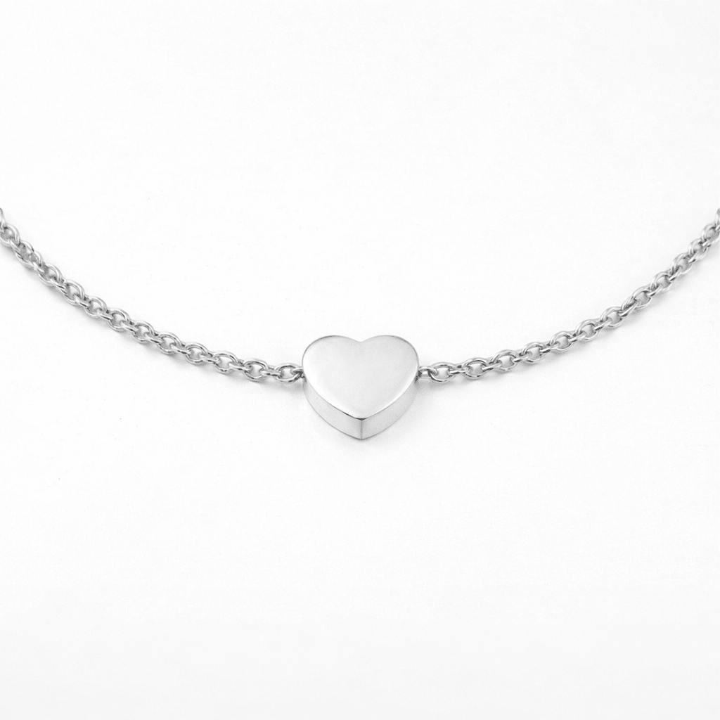 lepelou - leder - Armband mit Herzchen - Anhänger silber - LPSAHERSIL