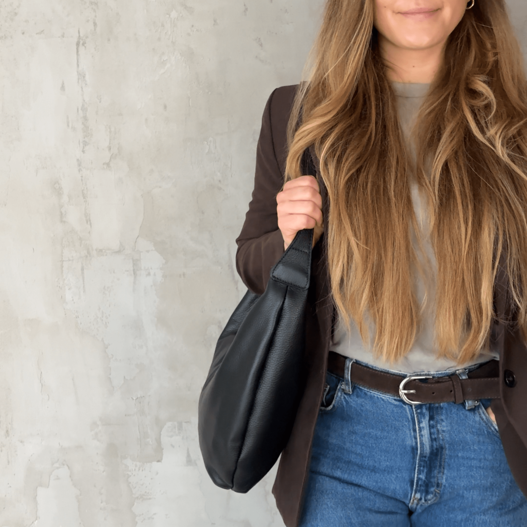 lepelou - leder - Bauchtasche - Leder Moon Bag MONA schwarz - LPHMONSCHGL