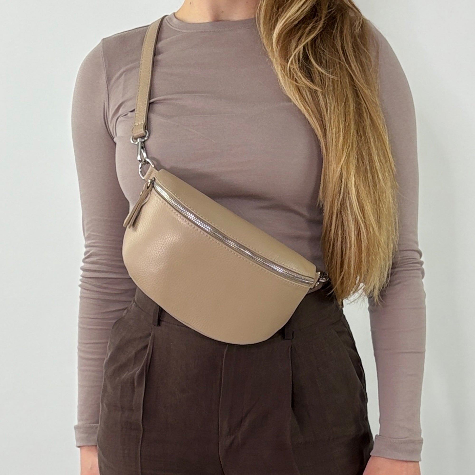 lepelou - leder - Bauchtasche - TONI Bauchtasche beige – Medium - LPBTONBEIM