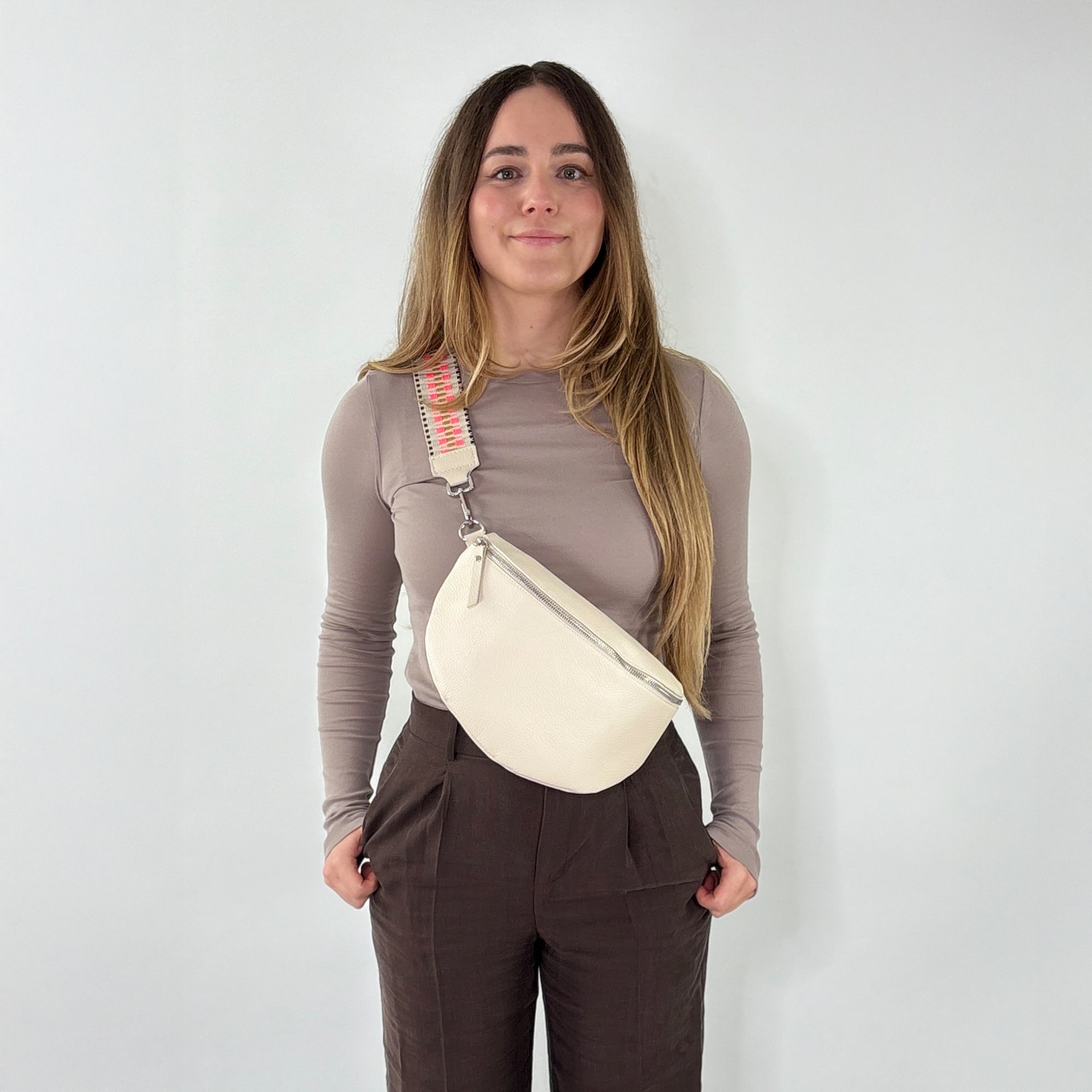 lepelou - leder - Bauchtasche - TONI Bauchtasche creme – Large - LPBTONCREL2