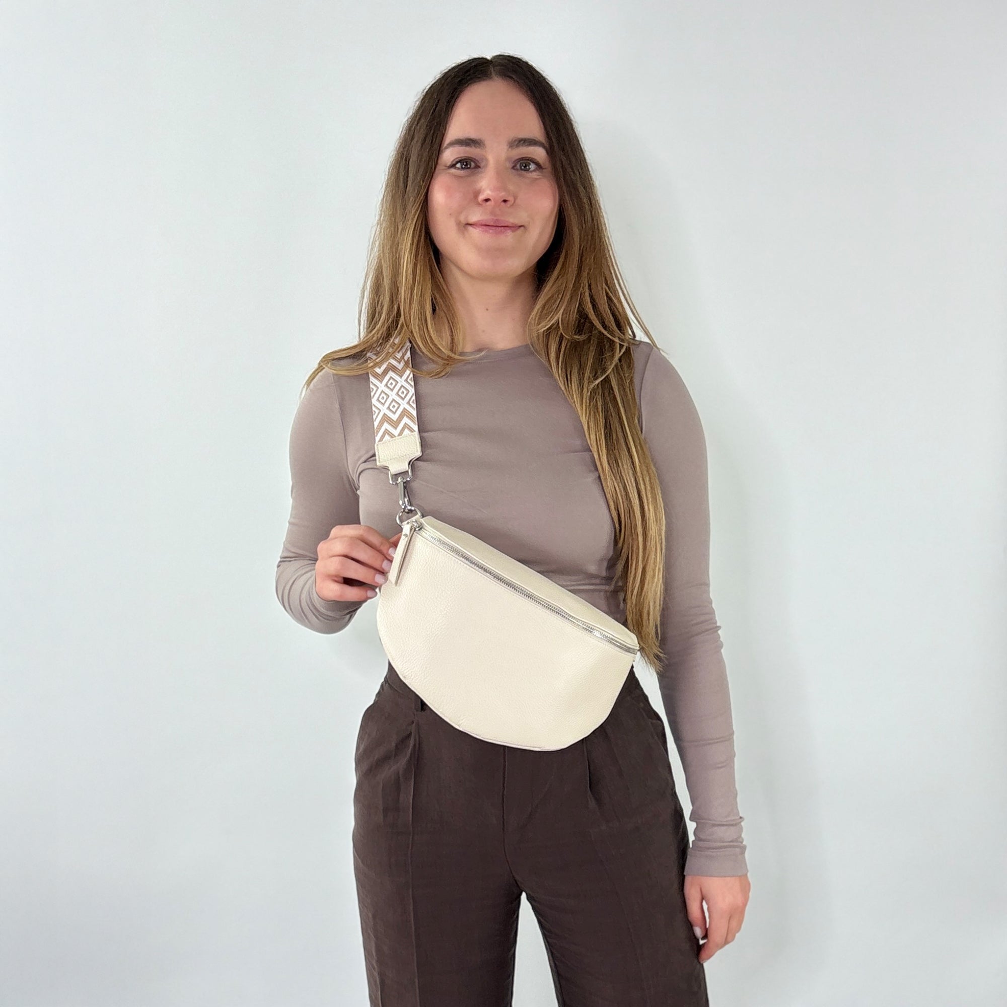 lepelou - leder - Bauchtasche - TONI Bauchtasche creme – Large - LPBTONCREL3