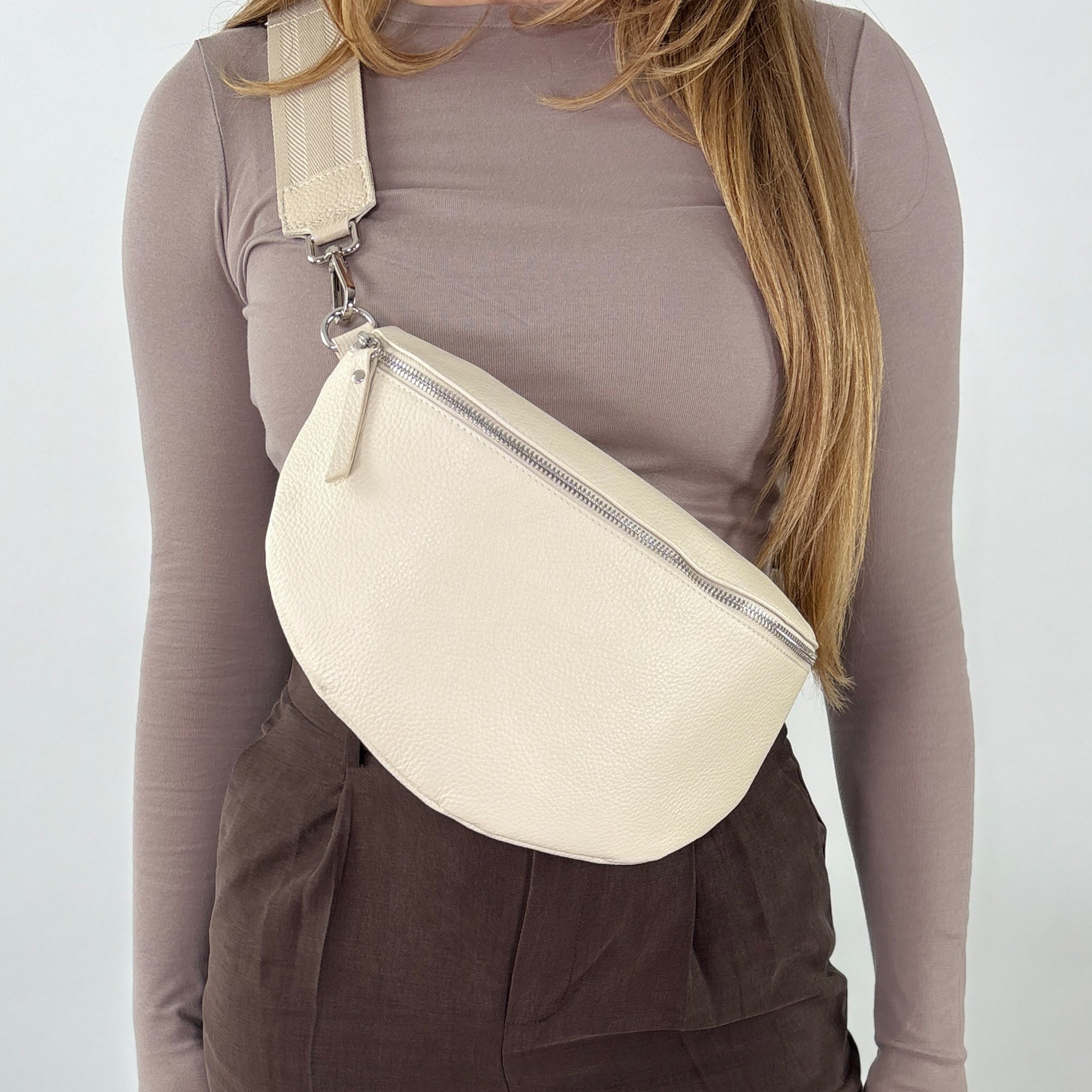 lepelou - leder - Bauchtasche - TONI Bauchtasche creme – Large - LPBTONCREL5