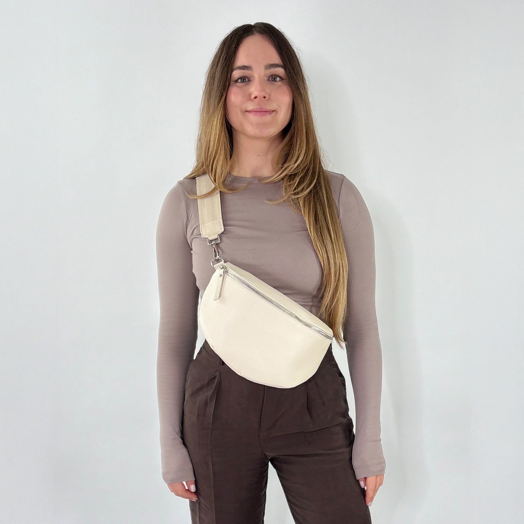 lepelou - leder - Bauchtasche - TONI Bauchtasche creme – Large - LPBTONCREL5