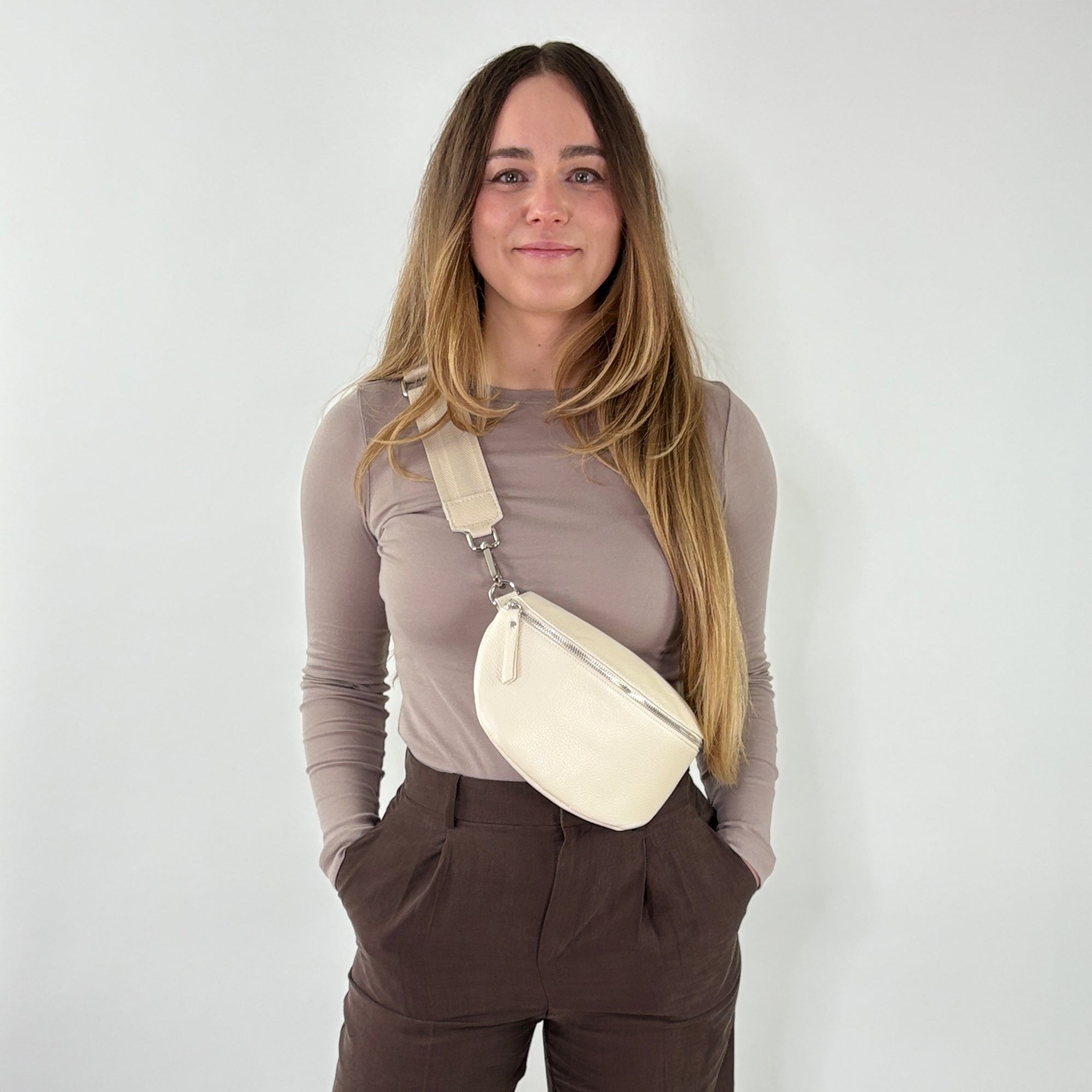 lepelou - leder - Bauchtasche - TONI Bauchtasche creme – Medium - LPBTONCREM5