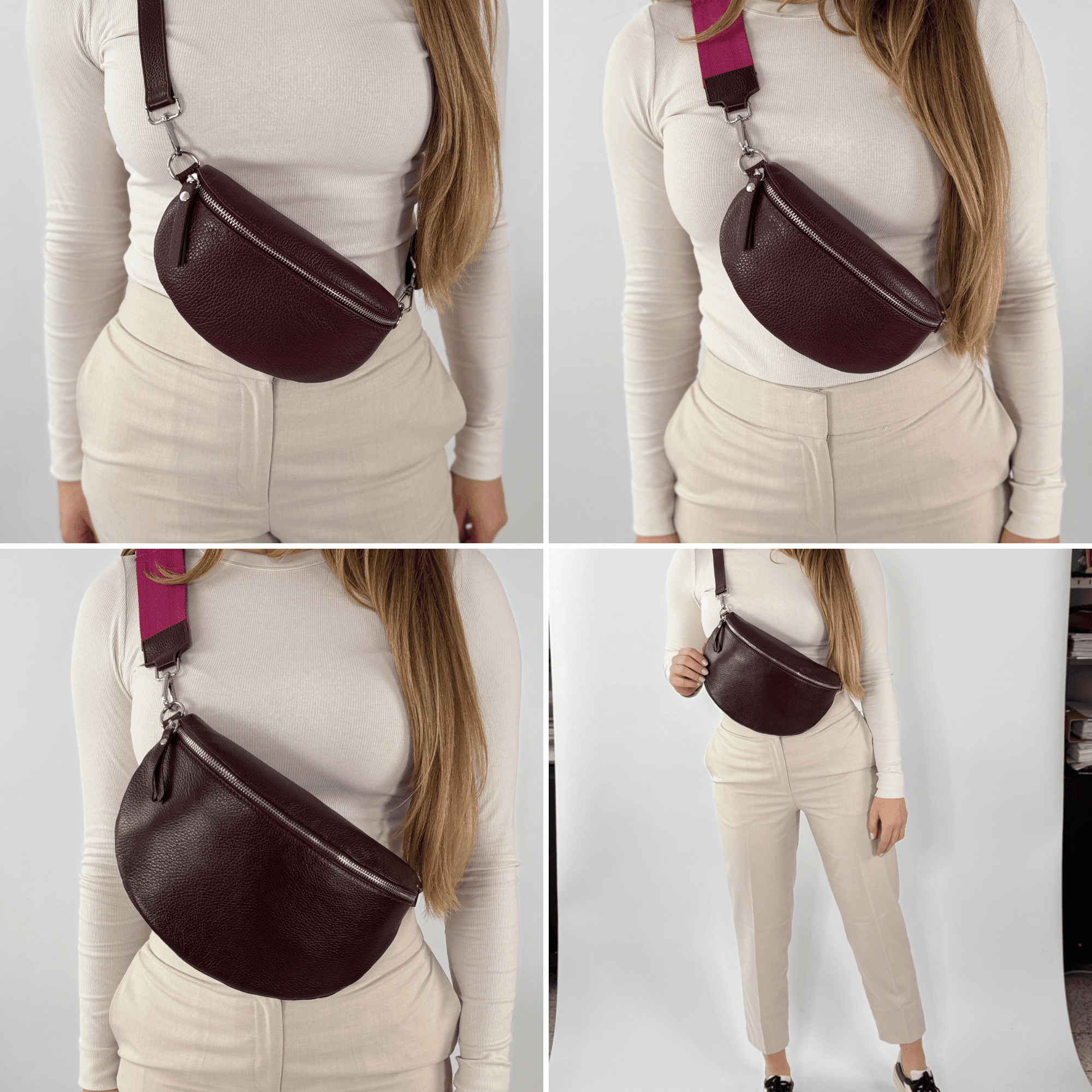 lepelou - leder - Bauchtasche - TONI Bauchtasche dunkel bordeaux – Large - LPBTONDBOL