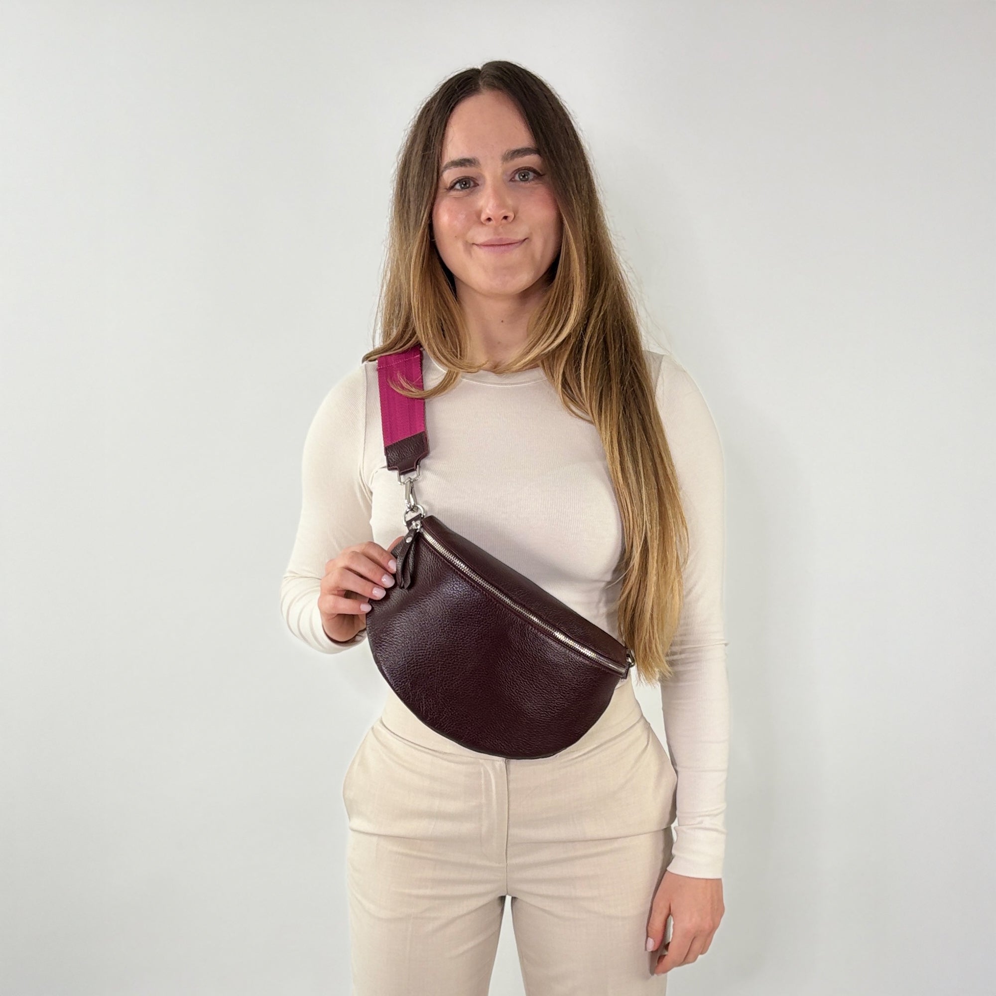 lepelou - leder - Bauchtasche - TONI Bauchtasche dunkel bordeaux – Large - LPBTONDBOL1