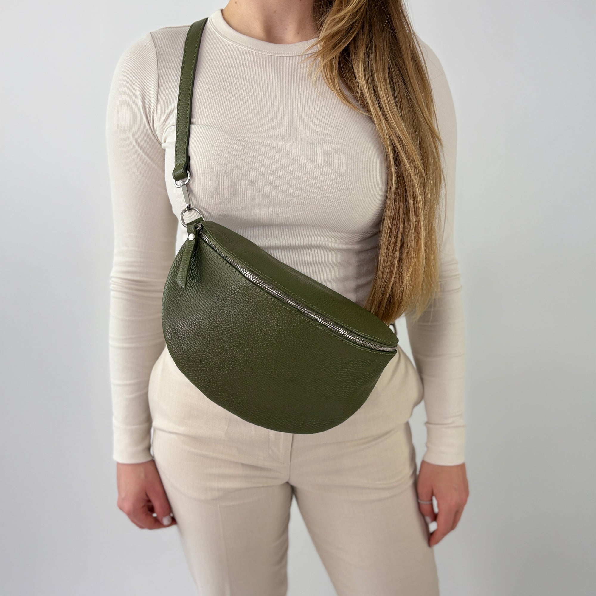lepelou - leder - Bauchtasche - TONI Bauchtasche khaki – Large - LPBTONKHAL