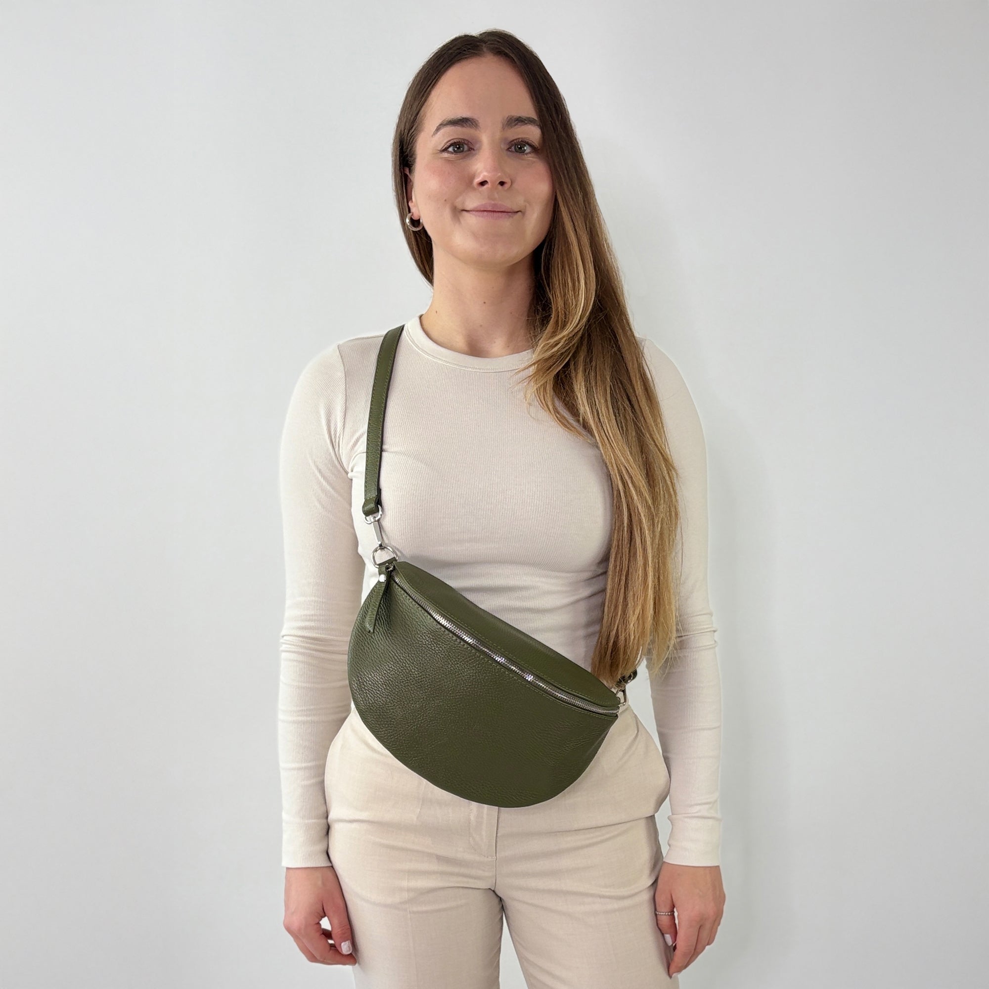 lepelou - leder - Bauchtasche - TONI Bauchtasche khaki – Large - LPBTONKHAL