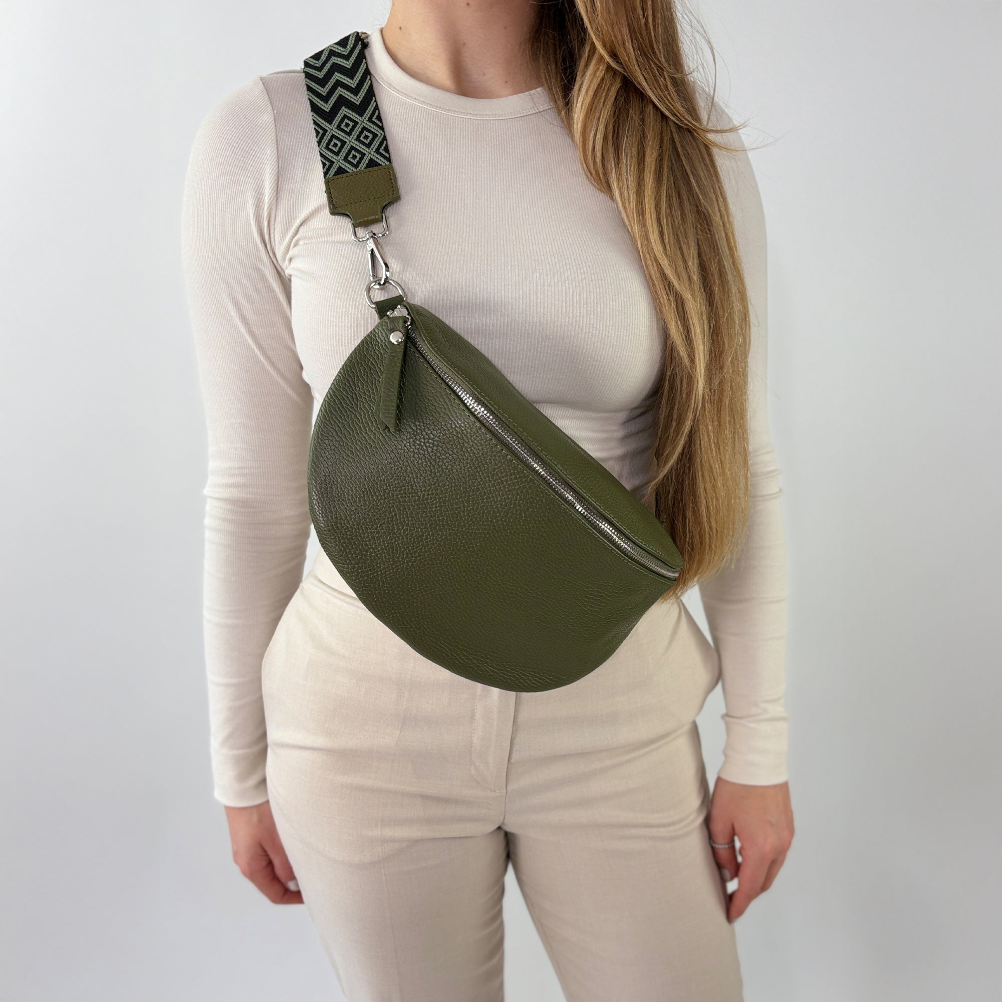 lepelou - leder - Bauchtasche - TONI Bauchtasche khaki – Large - LPBTONKHAL2
