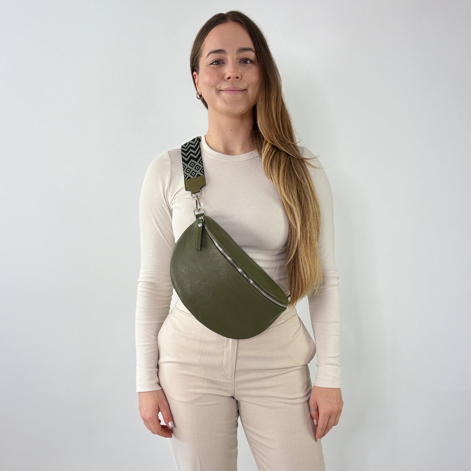 lepelou - leder - Bauchtasche - TONI Bauchtasche khaki – Large - LPBTONKHAL2