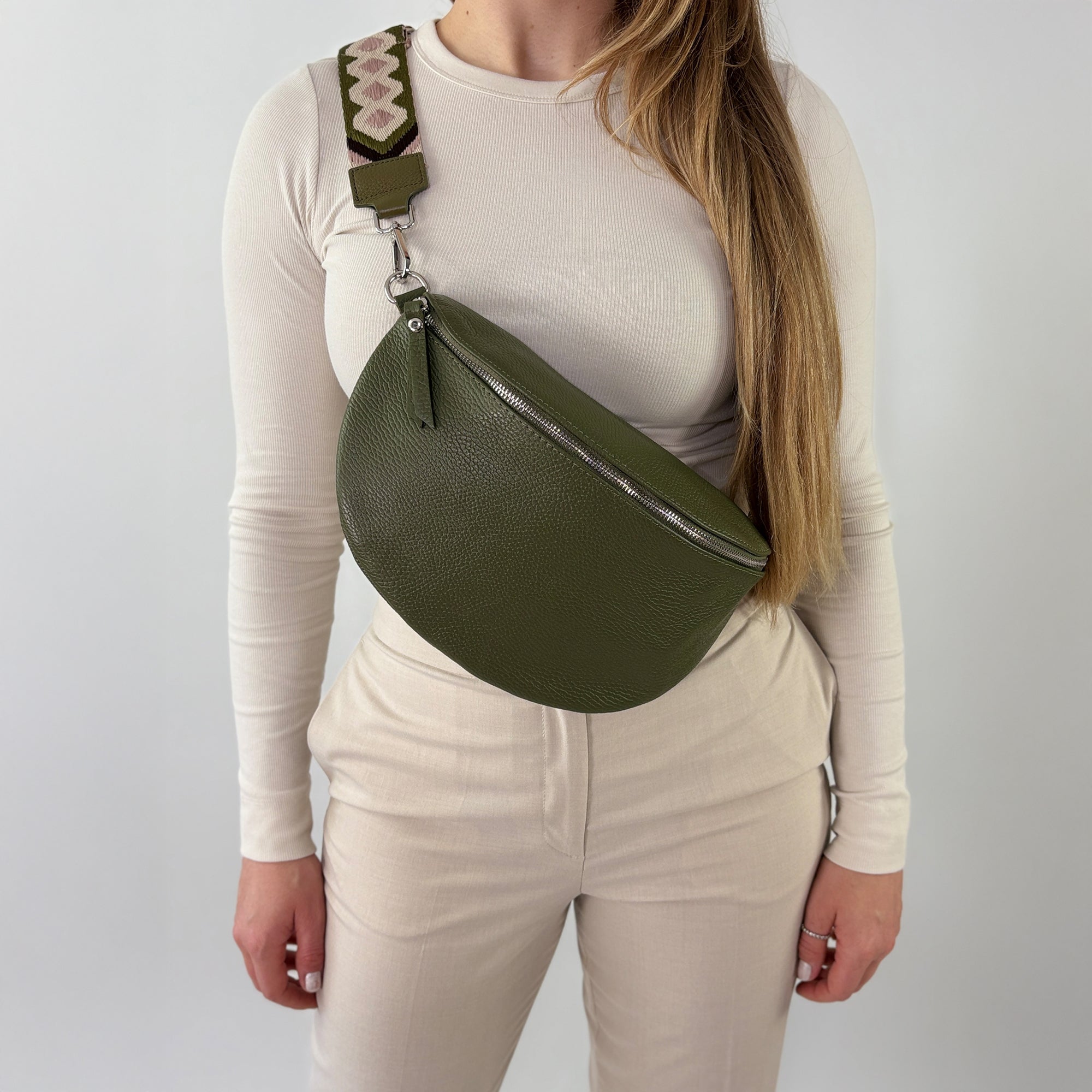 lepelou - leder - Bauchtasche - TONI Bauchtasche khaki – Large - LPBTONKHAL3