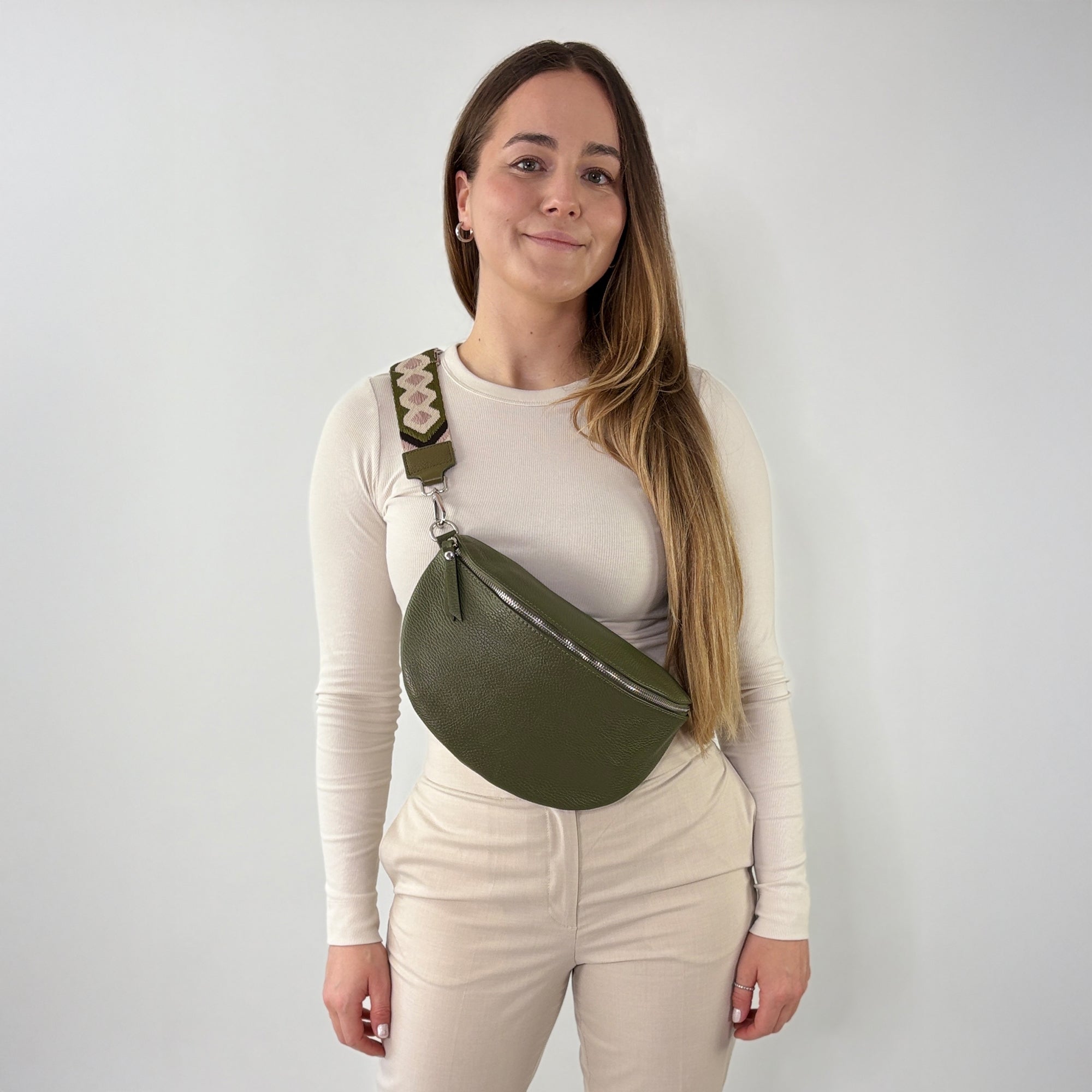 lepelou - leder - Bauchtasche - TONI Bauchtasche khaki – Large - LPBTONKHAL3
