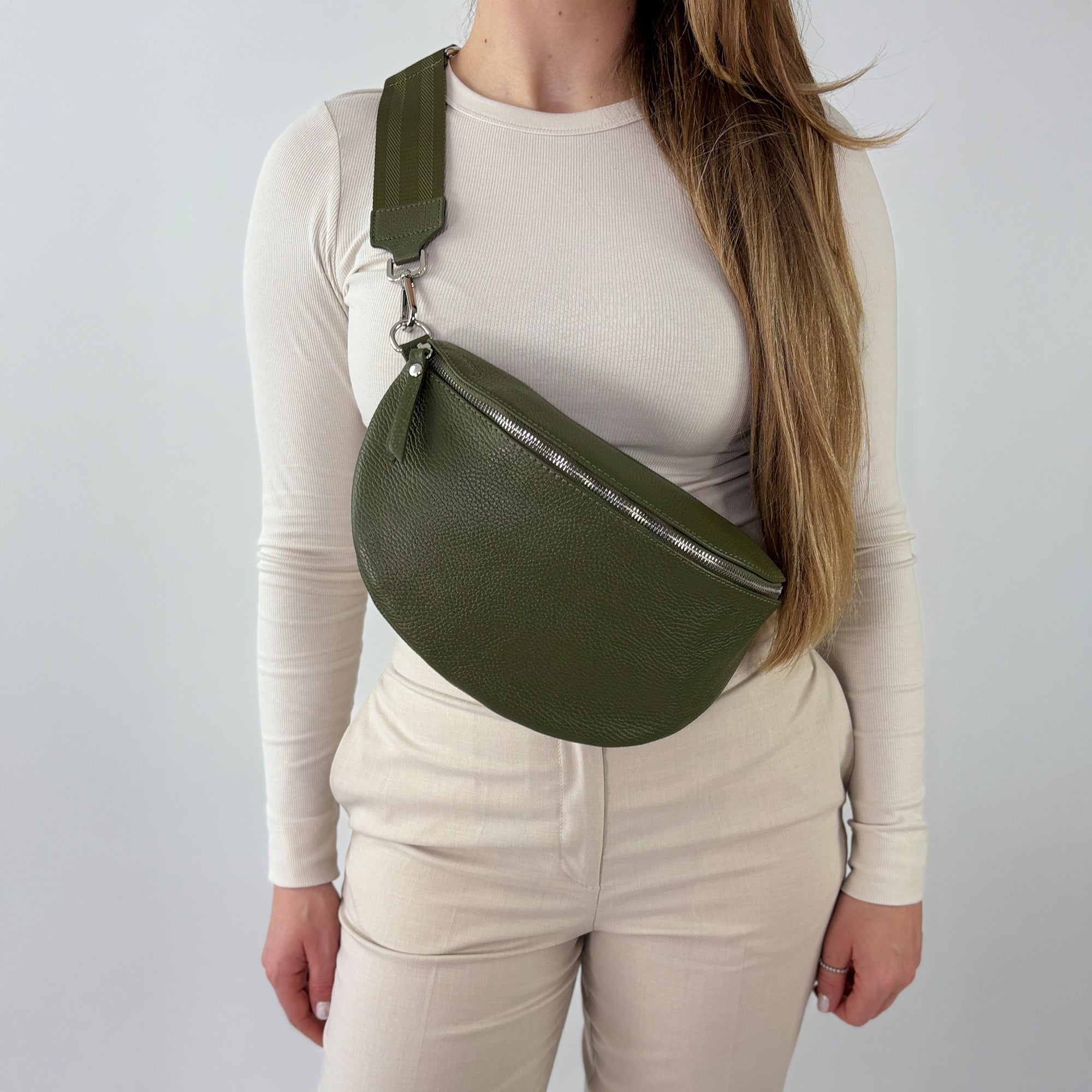 lepelou - leder - Bauchtasche - TONI Bauchtasche khaki – Large - LPBTONKHAL4
