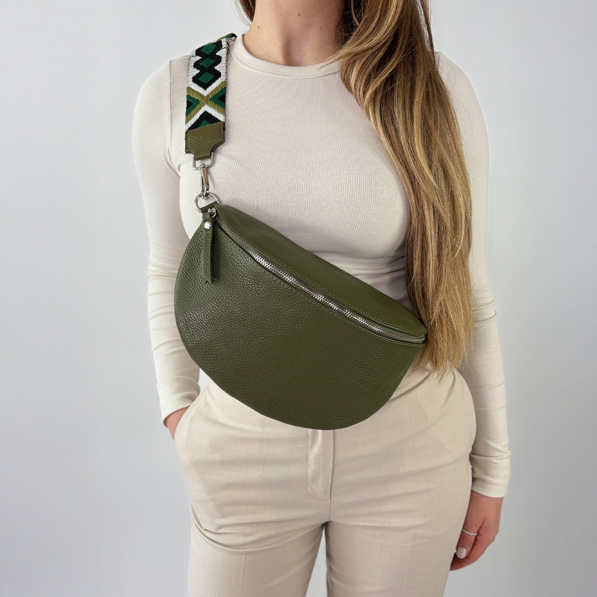 lepelou - leder - Bauchtasche - TONI Bauchtasche khaki – Large - LPBTONKHAL4