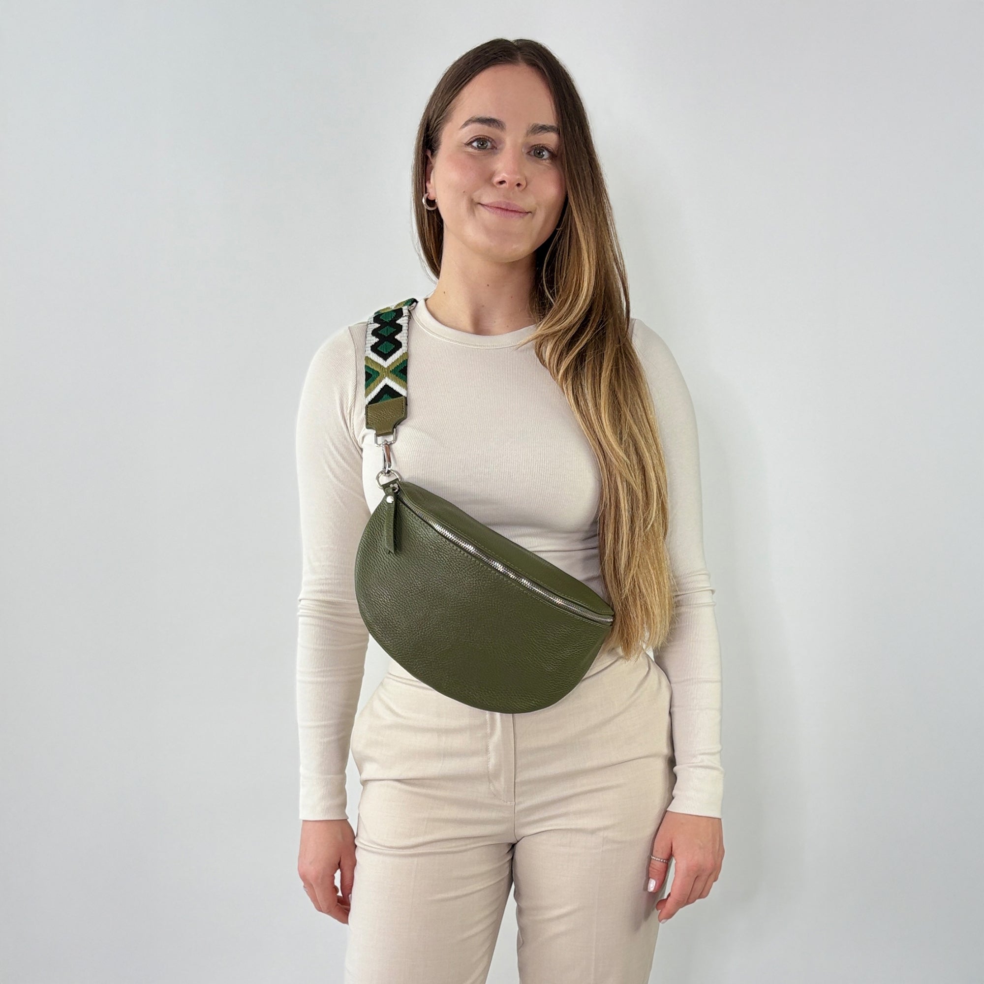 lepelou - leder - Bauchtasche - TONI Bauchtasche khaki – Large - LPBTONKHAL4