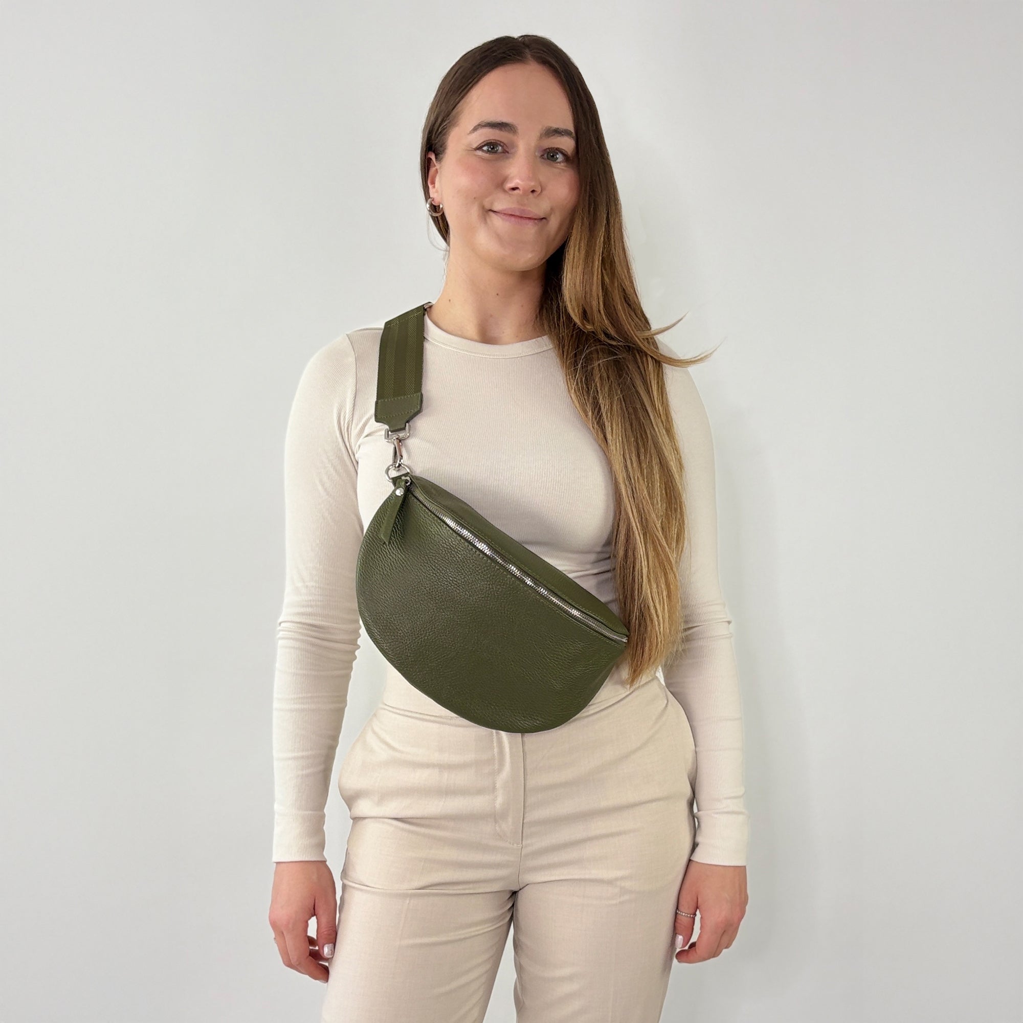 lepelou - leder - Bauchtasche - TONI Bauchtasche khaki – Large - LPBTONKHAL4