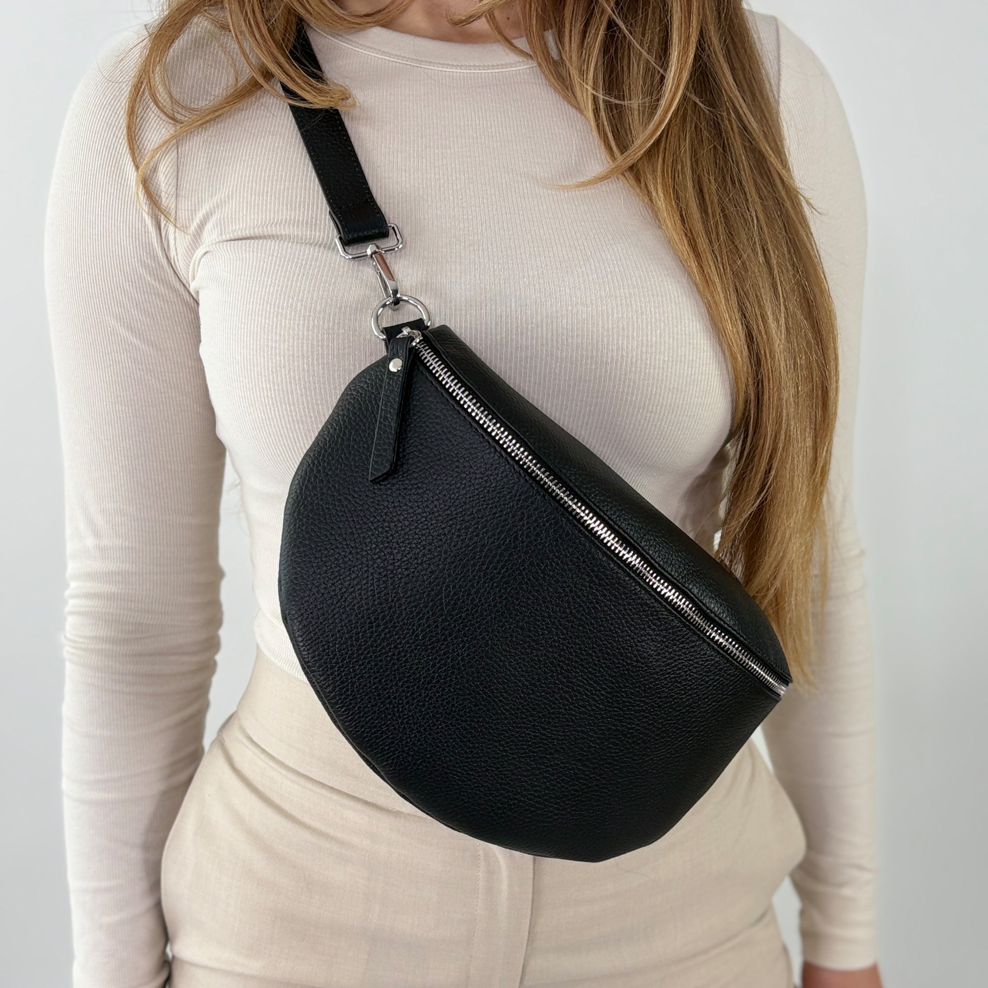 lepelou - leder - Bauchtasche - TONI Bauchtasche schwarz – Large - LPBTONSCHL