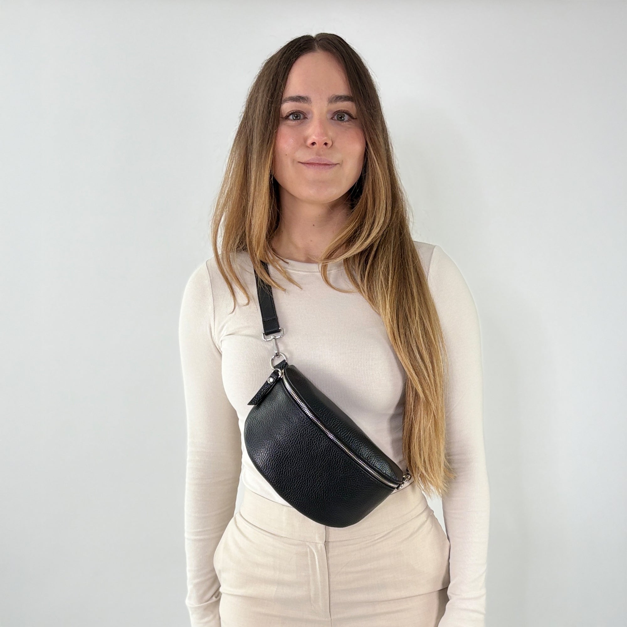 lepelou - leder - Bauchtasche - TONI Bauchtasche schwarz – Medium - LPBTONSCHM