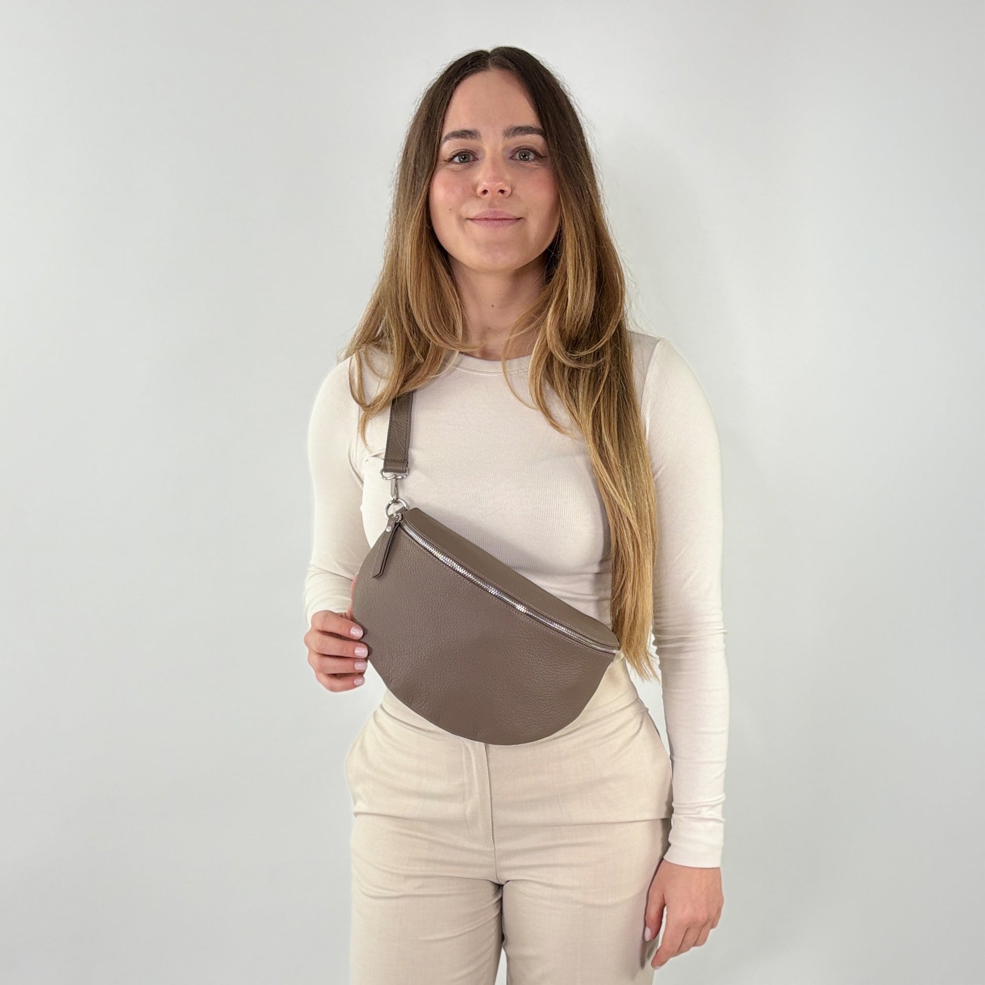 lepelou - leder - Bauchtasche - TONI Bauchtasche taupe – Large - LPBTONTAUL