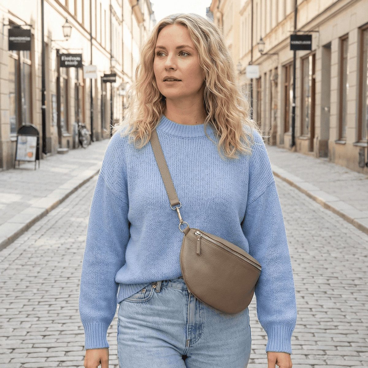 lepelou-leder-Bauchtasche-TONI Bauchtasche taupe – Large -LPBTONTAUL