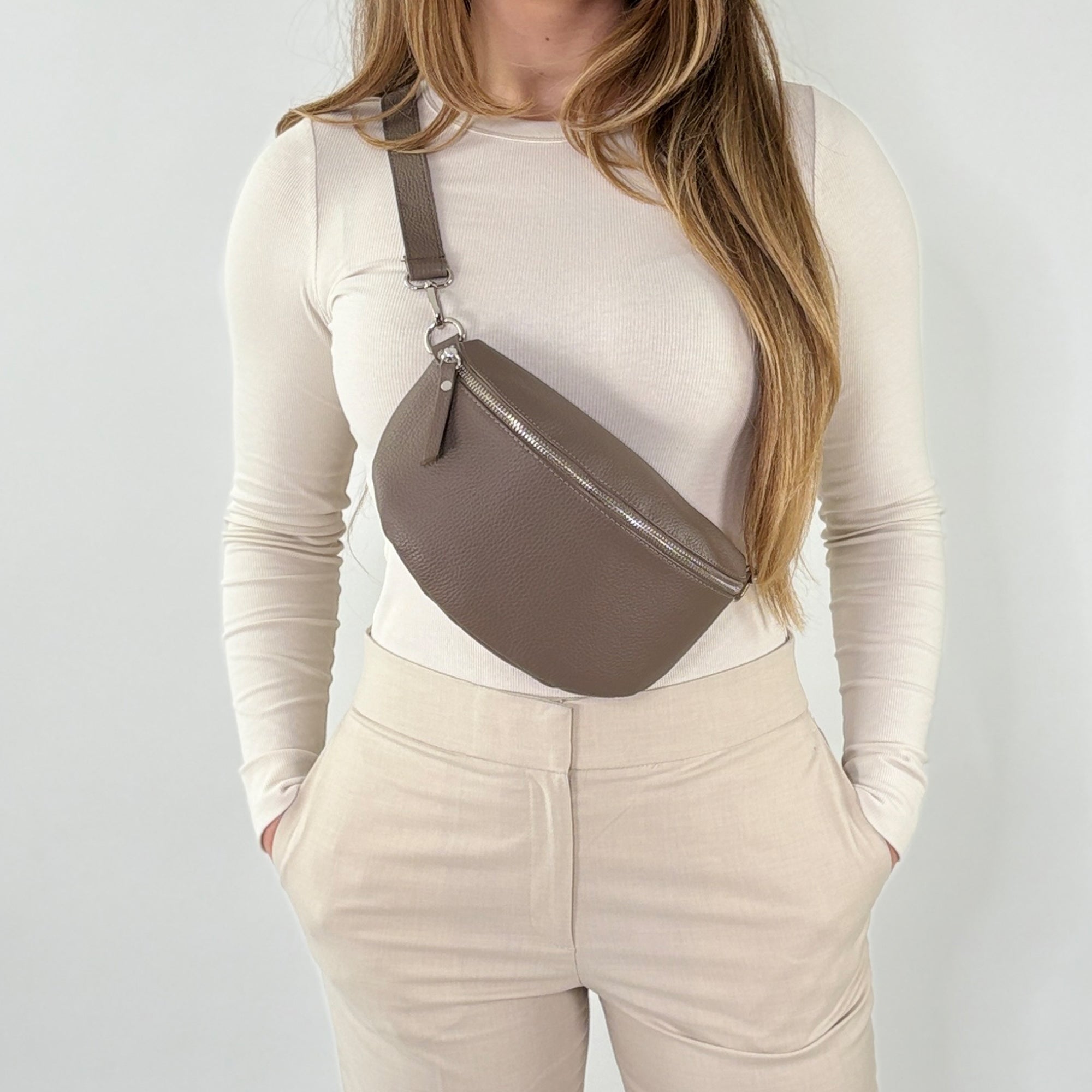 lepelou - leder - Bauchtasche - TONI Bauchtasche taupe – Medium - LPBTONTAUM