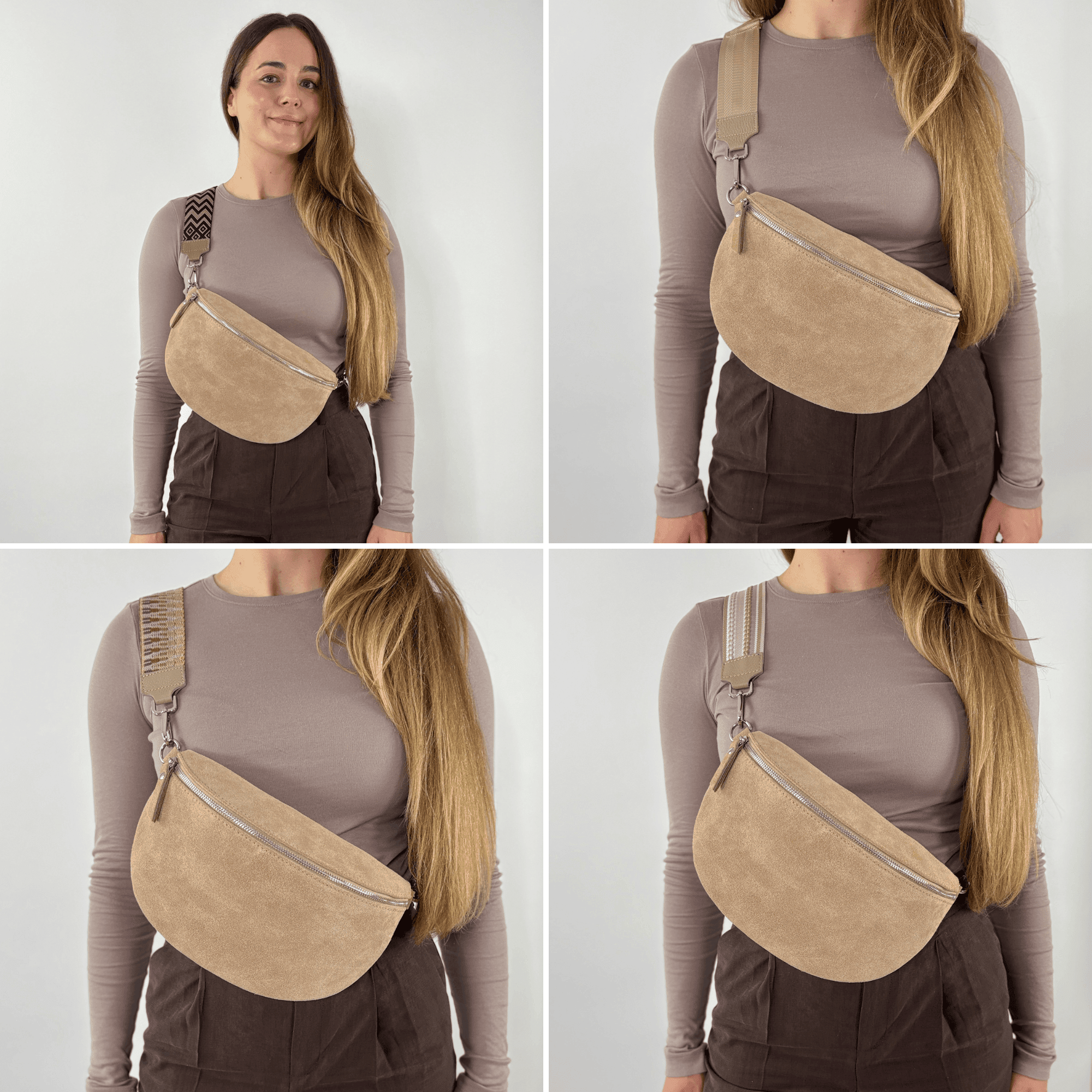 lepelou - leder - Bauchtasche - VALENTINA Wildleder Bauchtasche beige – Large - LPBVALBEIL